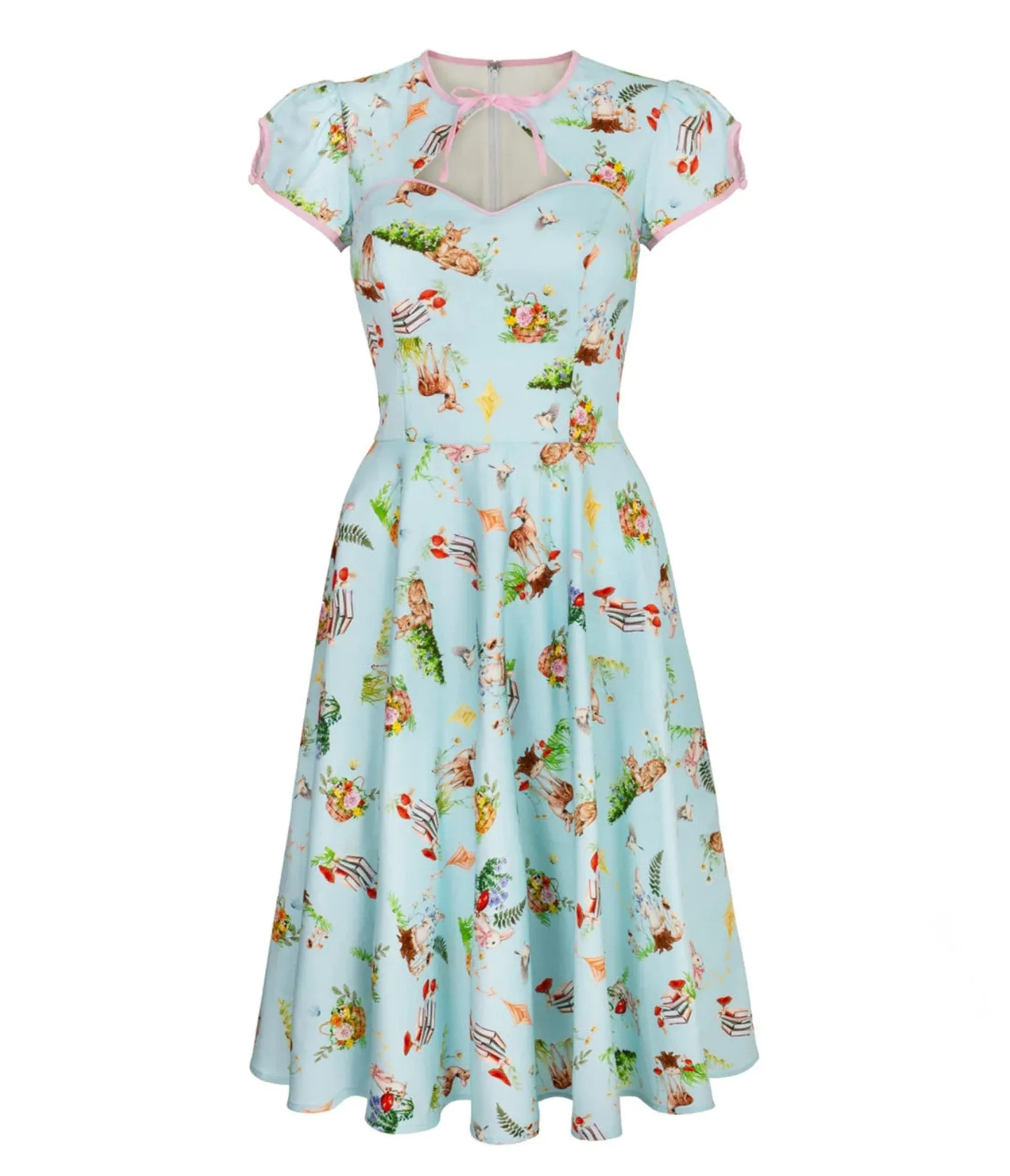 Hell Bunny Sky Blue Woodland Print Swing Dress sold by Unique Vintage product image thumbnail 3
