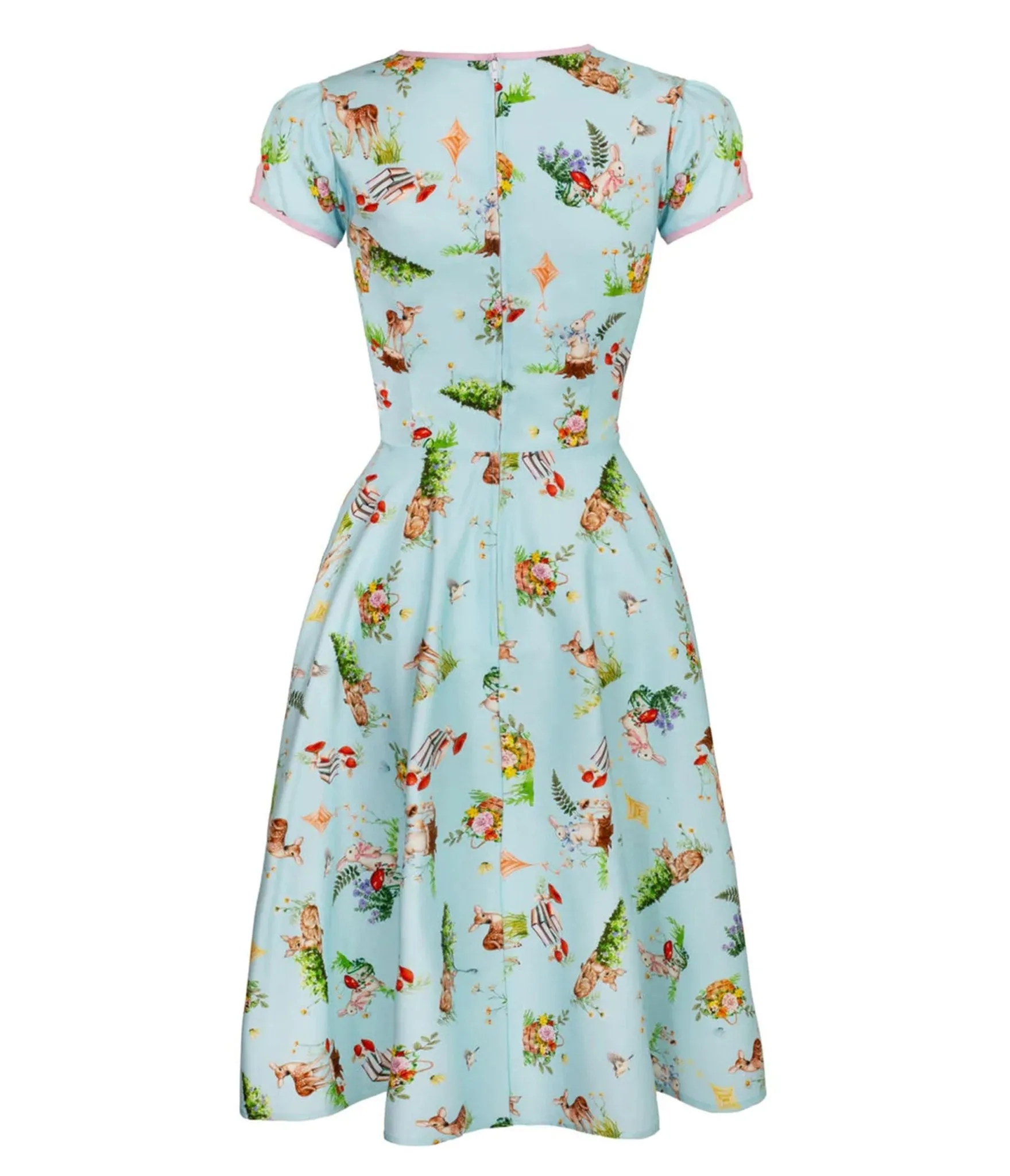 Hell Bunny Sky Blue Woodland Print Swing Dress sold by Unique Vintage product image thumbnail 4