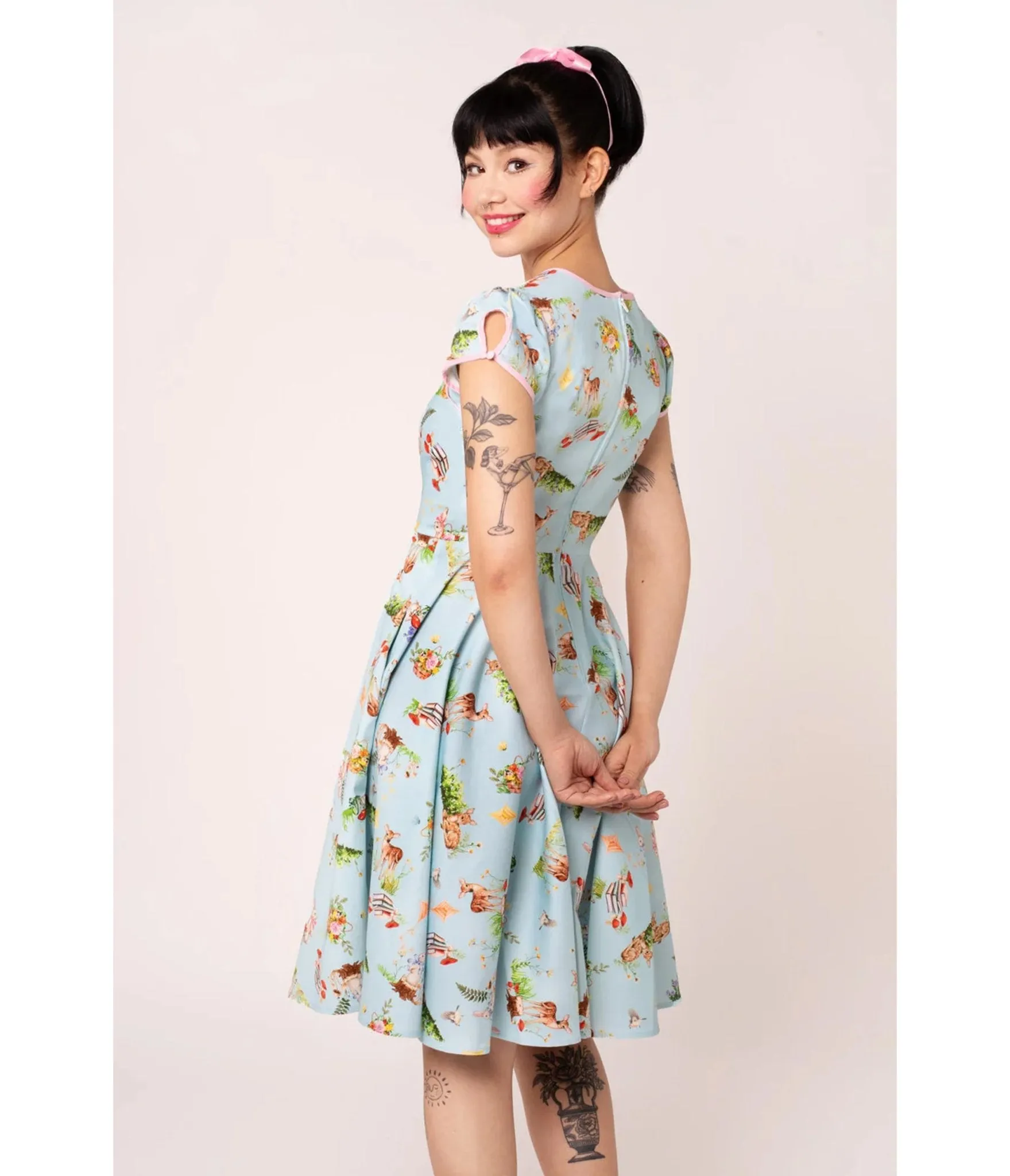 Hell Bunny Sky Blue Woodland Print Swing Dress sold by Unique Vintage product image thumbnail 2