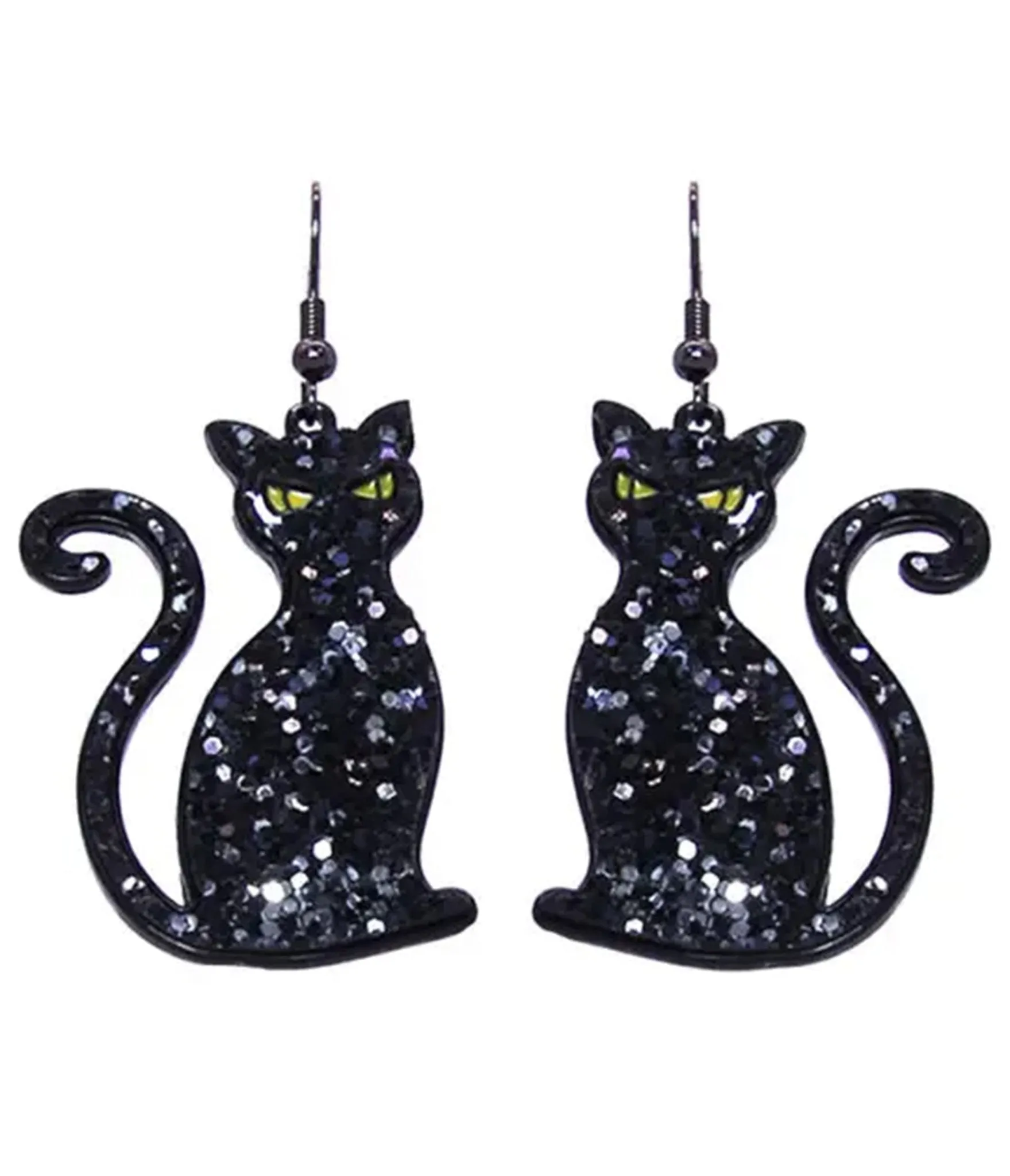 Black Cat Glitter Dangle Earrings sold by Unique Vintage