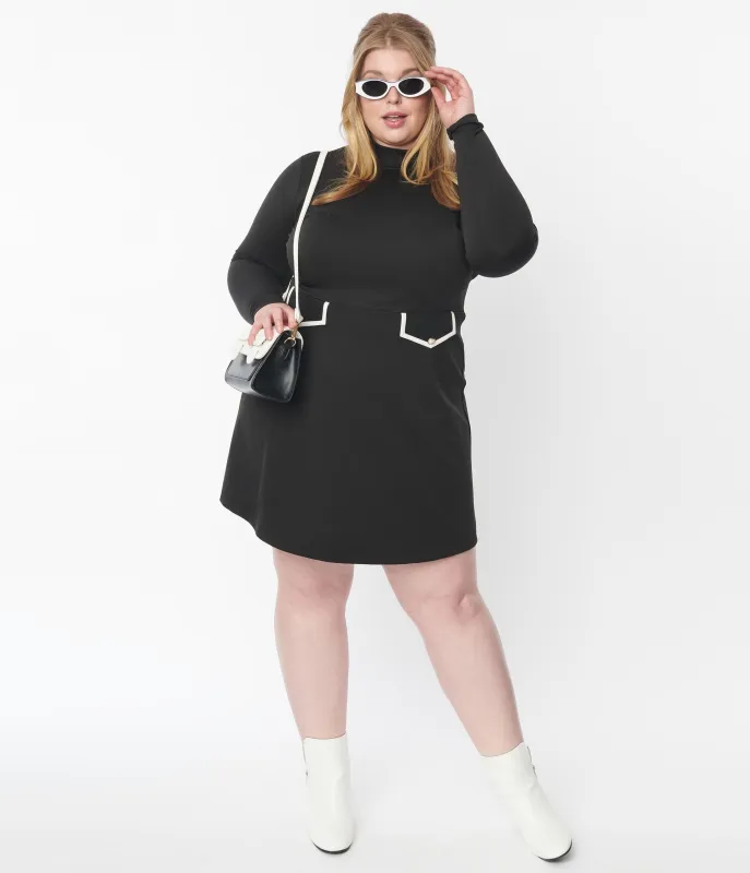 Smak Parlour Plus Size Black Mock Turtleneck Fit & Flare Dress made by Unique Vintage