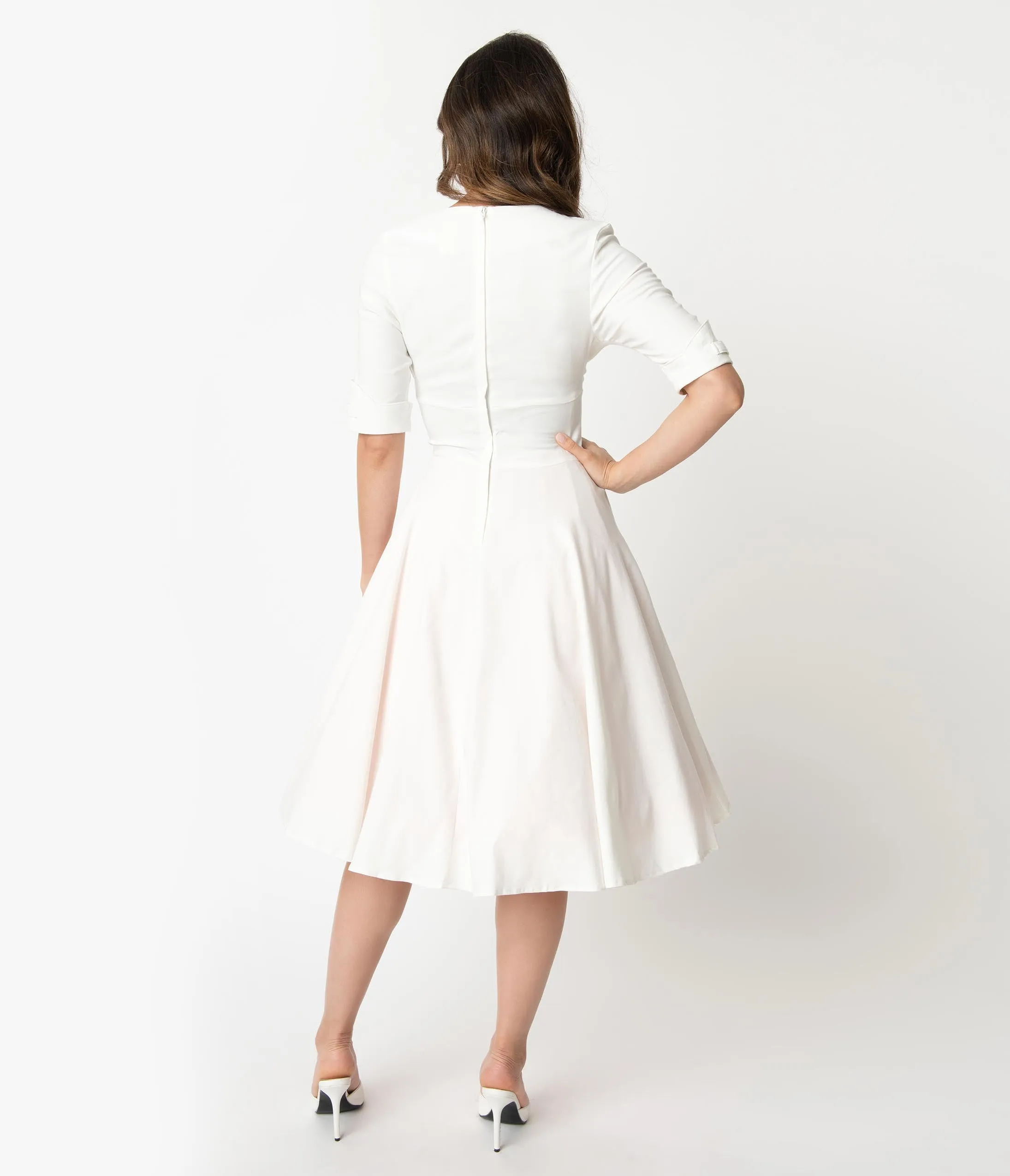 Unique Vintage Ivory Delores Swing Dress with Sleeves sold by Unique Vintage product image thumbnail 2
