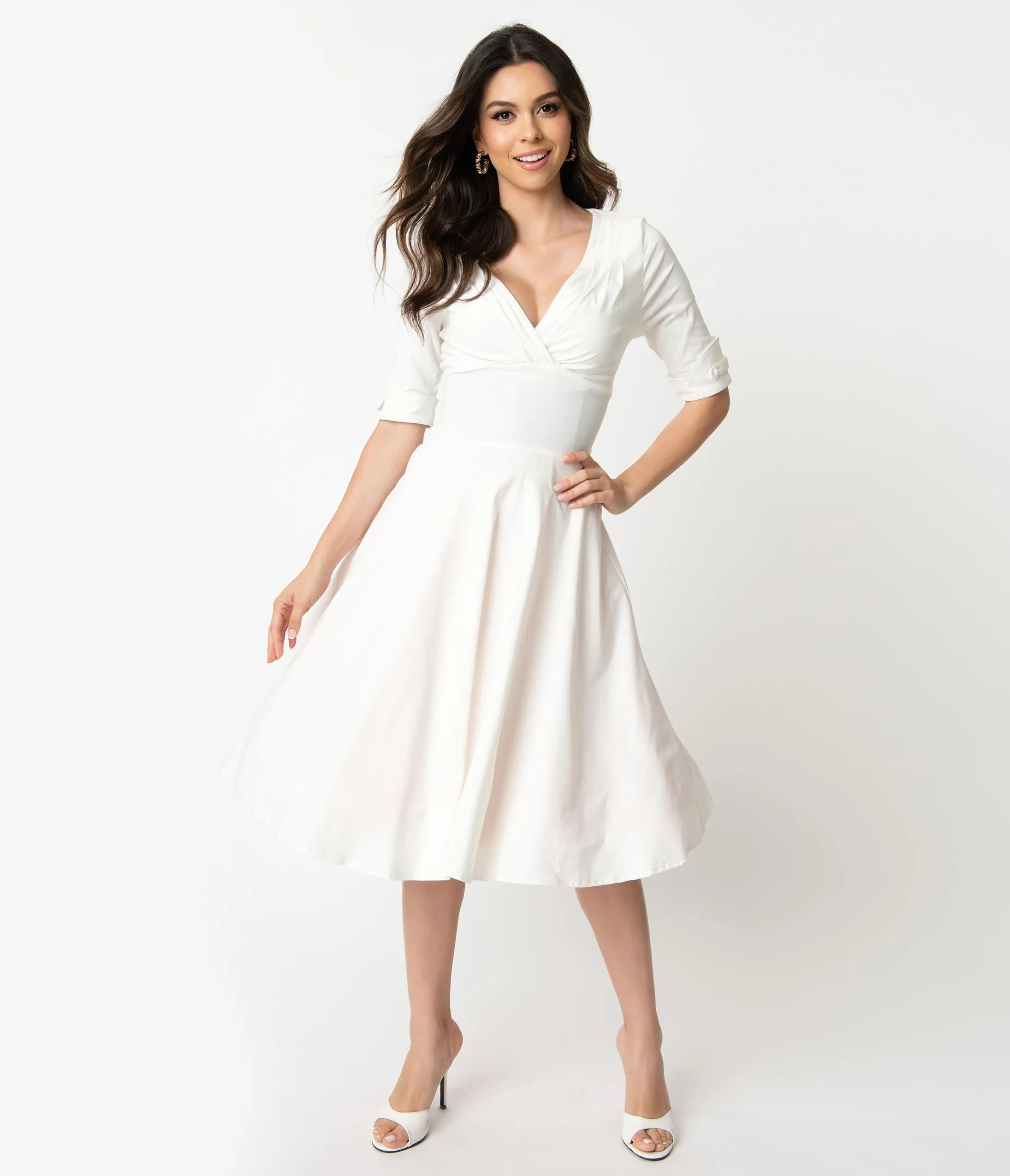 Unique Vintage Ivory Delores Swing Dress with Sleeves sold by Unique Vintage product image thumbnail 5