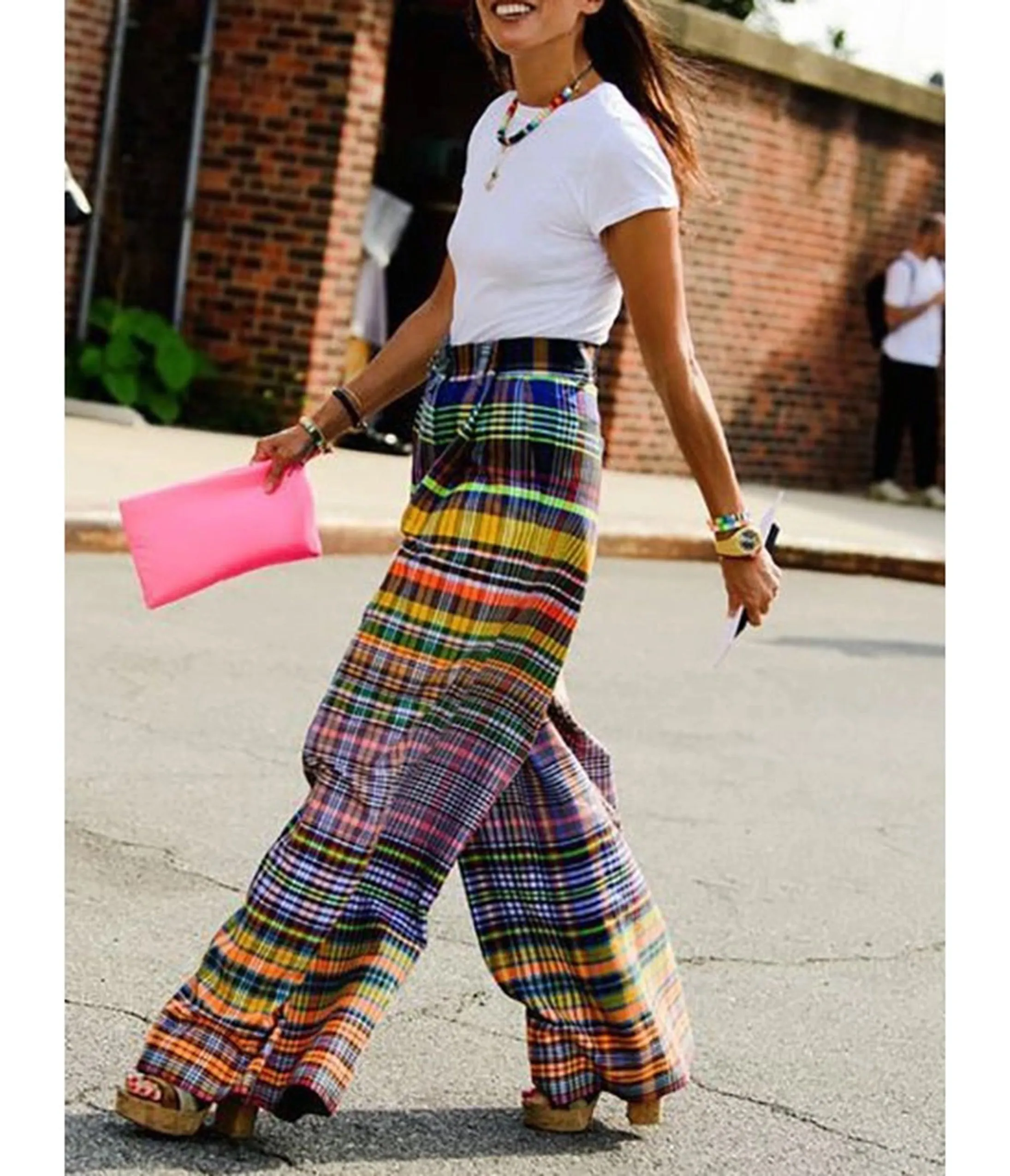 Multicolor Plaid Wide Leg Pants sold by Unique Vintage product image thumbnail 3