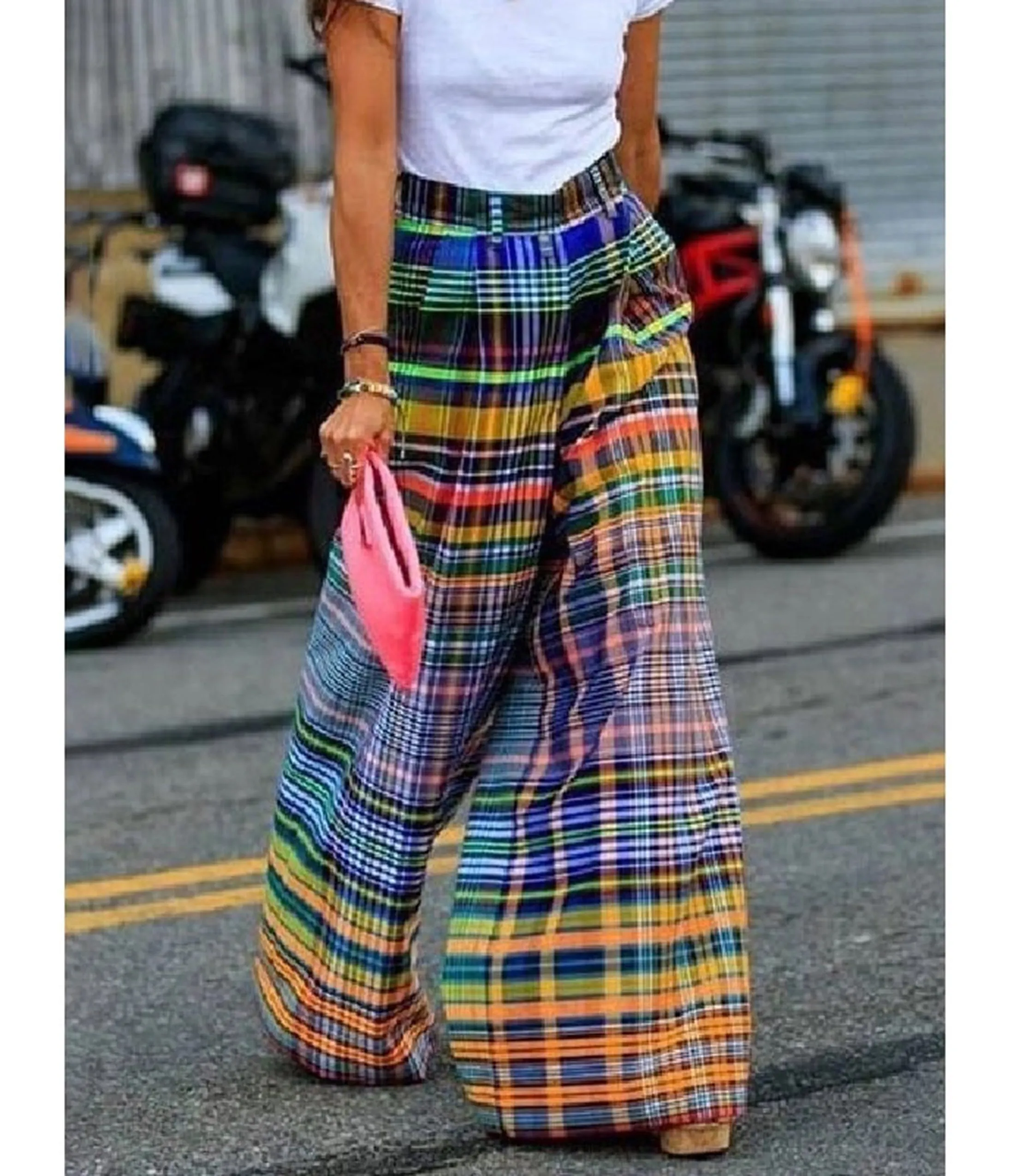 Multicolor Plaid Wide Leg Pants sold by Unique Vintage product image thumbnail 2