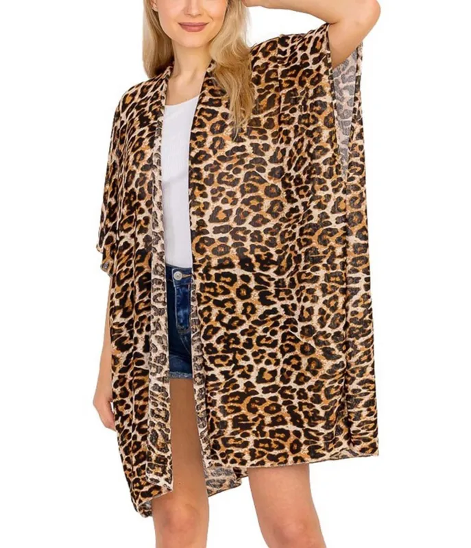 Leopard Print Open Front Kimono made by Unique Vintage