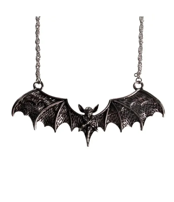 Silver Tone Bat Wing Necklace made by Unique Vintage