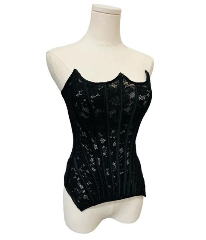 Witchwood Bags Black Lace Corset Top made by Unique Vintage