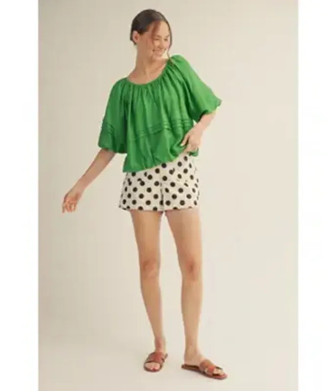 Ivory & Black Polka Dot High Waisted Shorts made by Unique Vintage