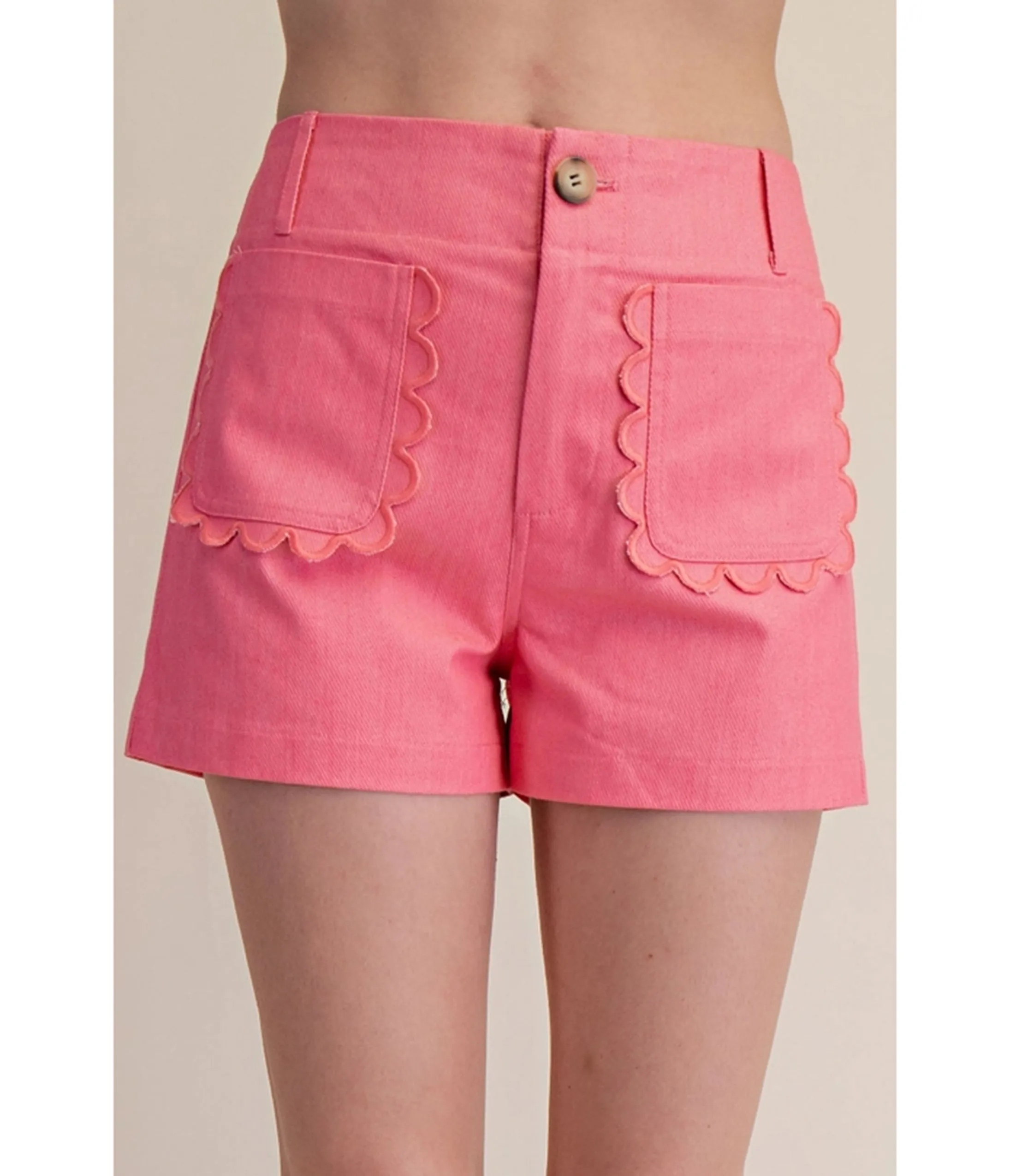 Pink Twill Scallop Pocket Shorts sold by Unique Vintage product image thumbnail 2