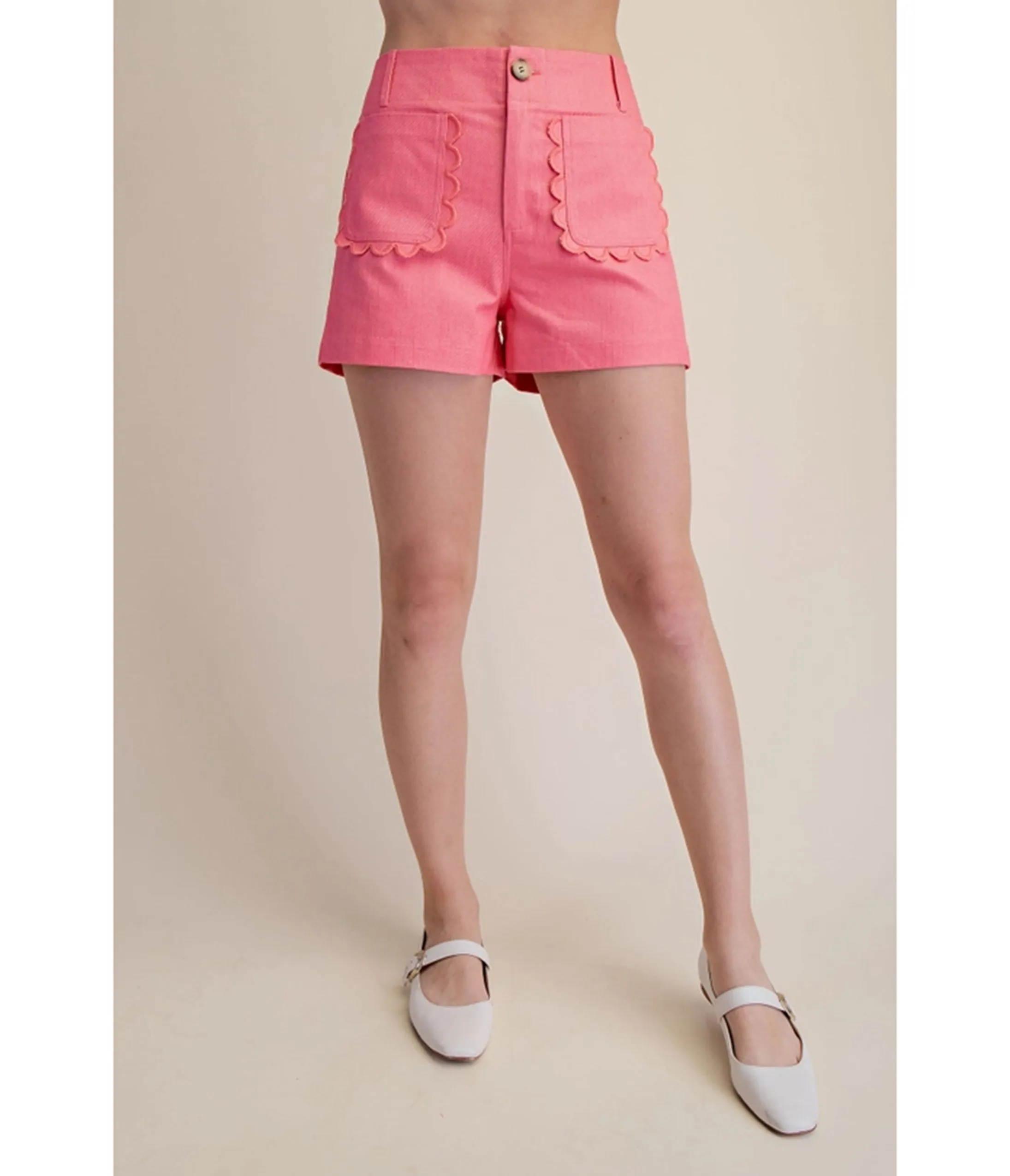 Pink Twill Scallop Pocket Shorts sold by Unique Vintage product image thumbnail 4