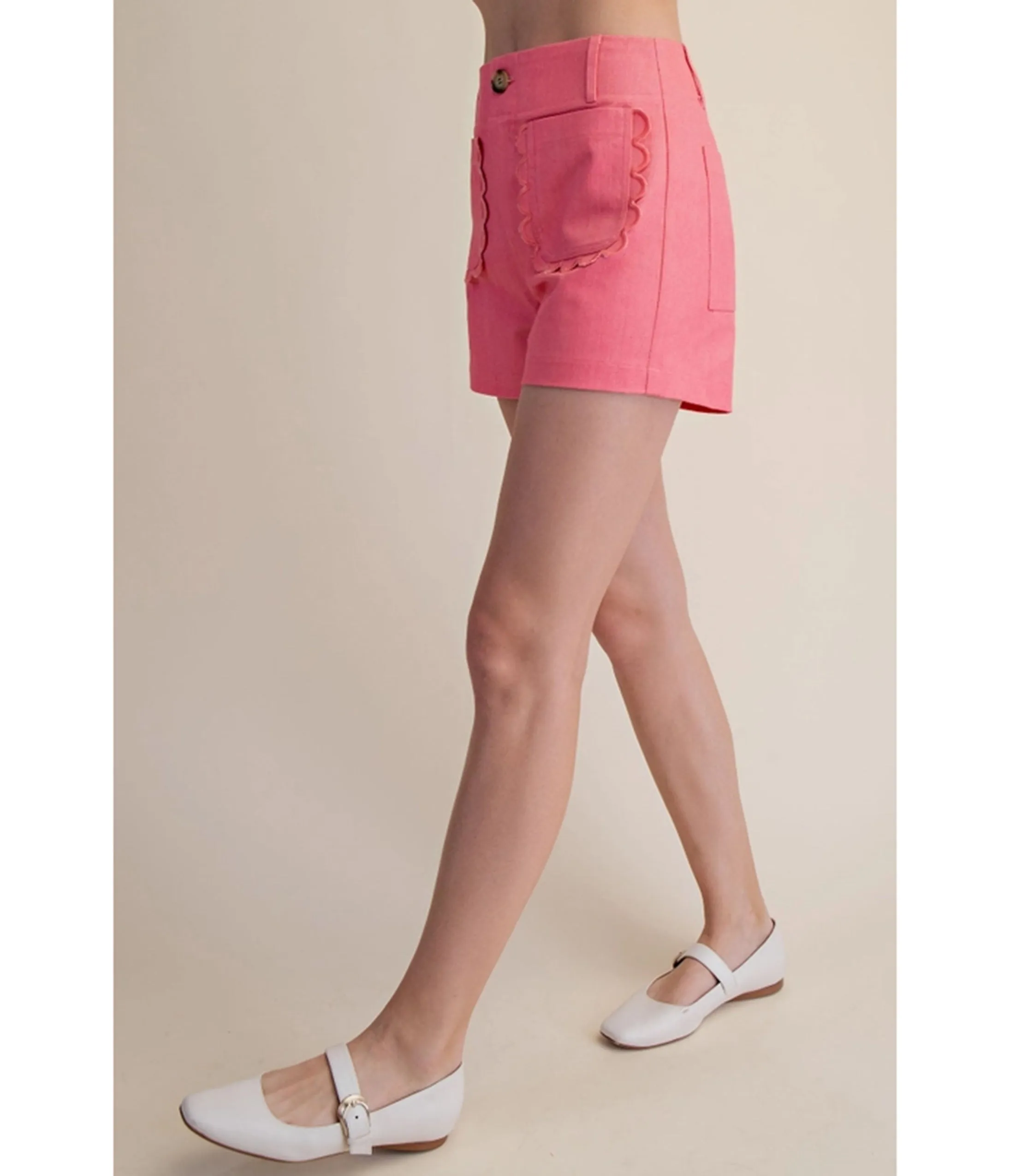 Pink Twill Scallop Pocket Shorts sold by Unique Vintage product image thumbnail 5