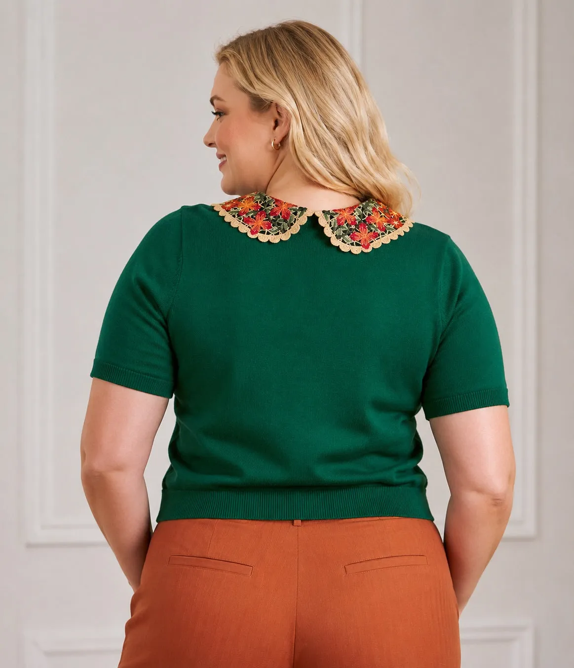 Banned Plus Size Green Polly Floral Collar Cardigan sold by Unique Vintage product image thumbnail 2