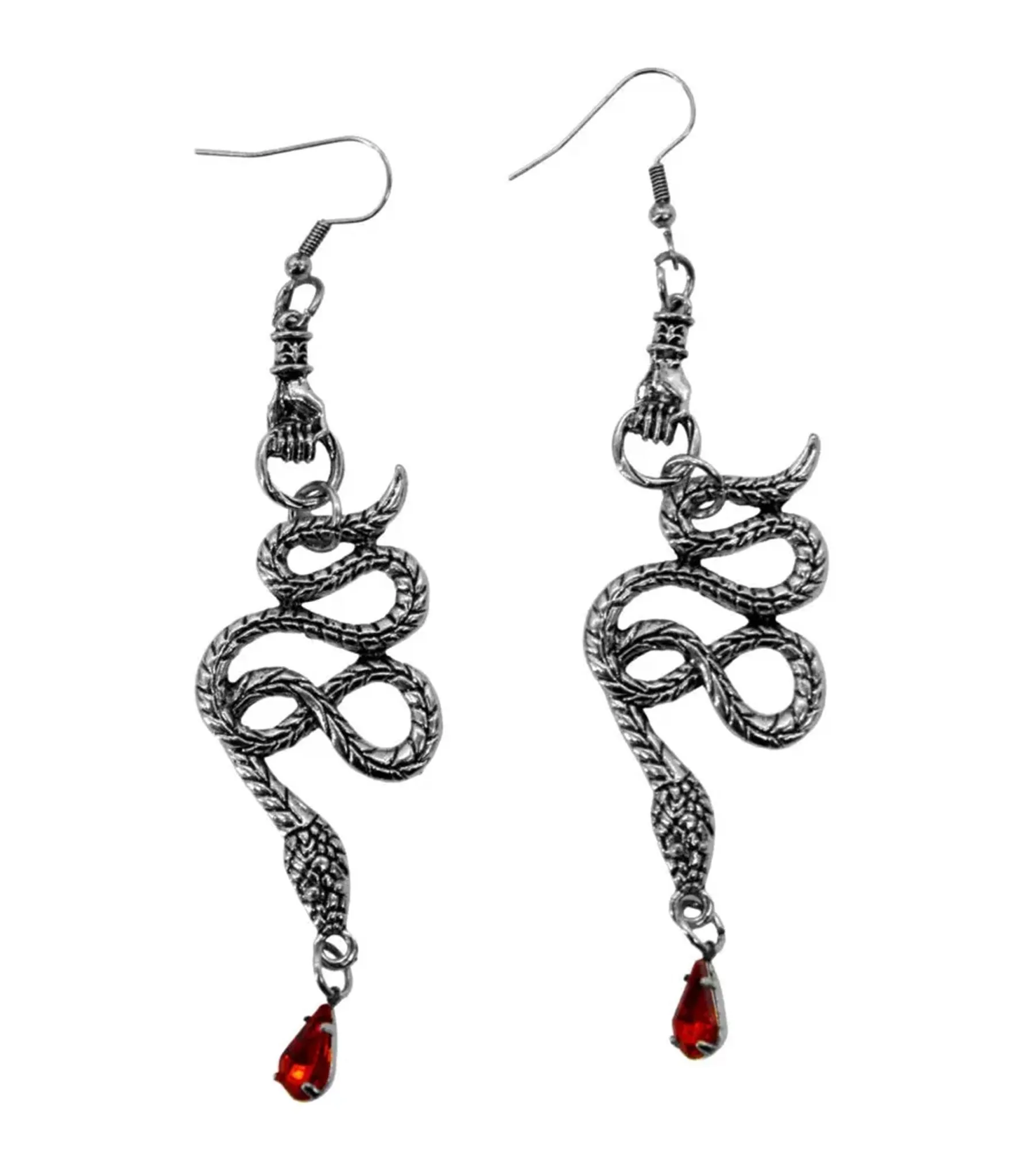 Silver Tone Snake Drop Earrings sold by Unique Vintage
