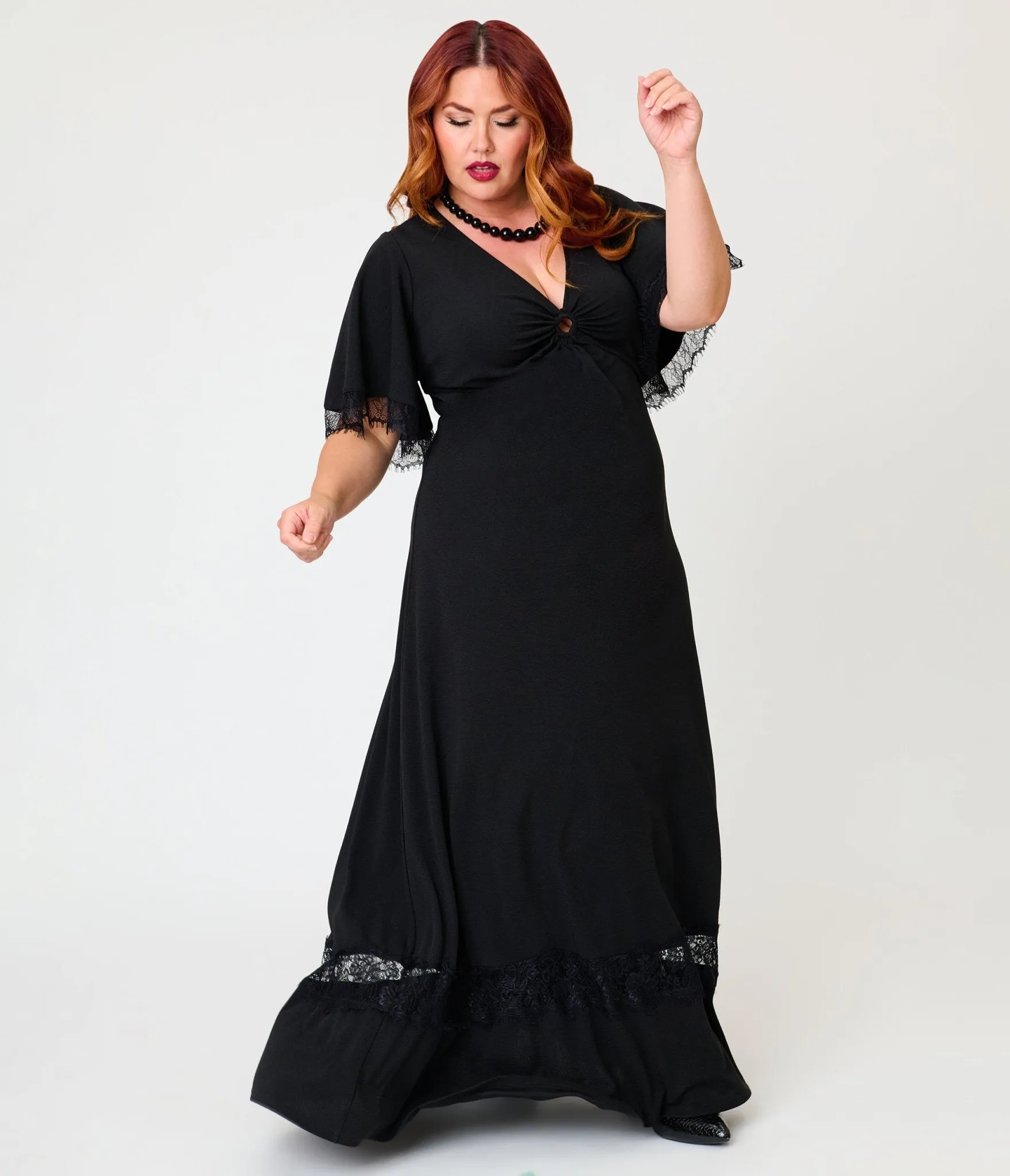 Smak Parlour Plus Size Black Lace Inset Maxi Dress sold by Unique Vintage product image thumbnail 4