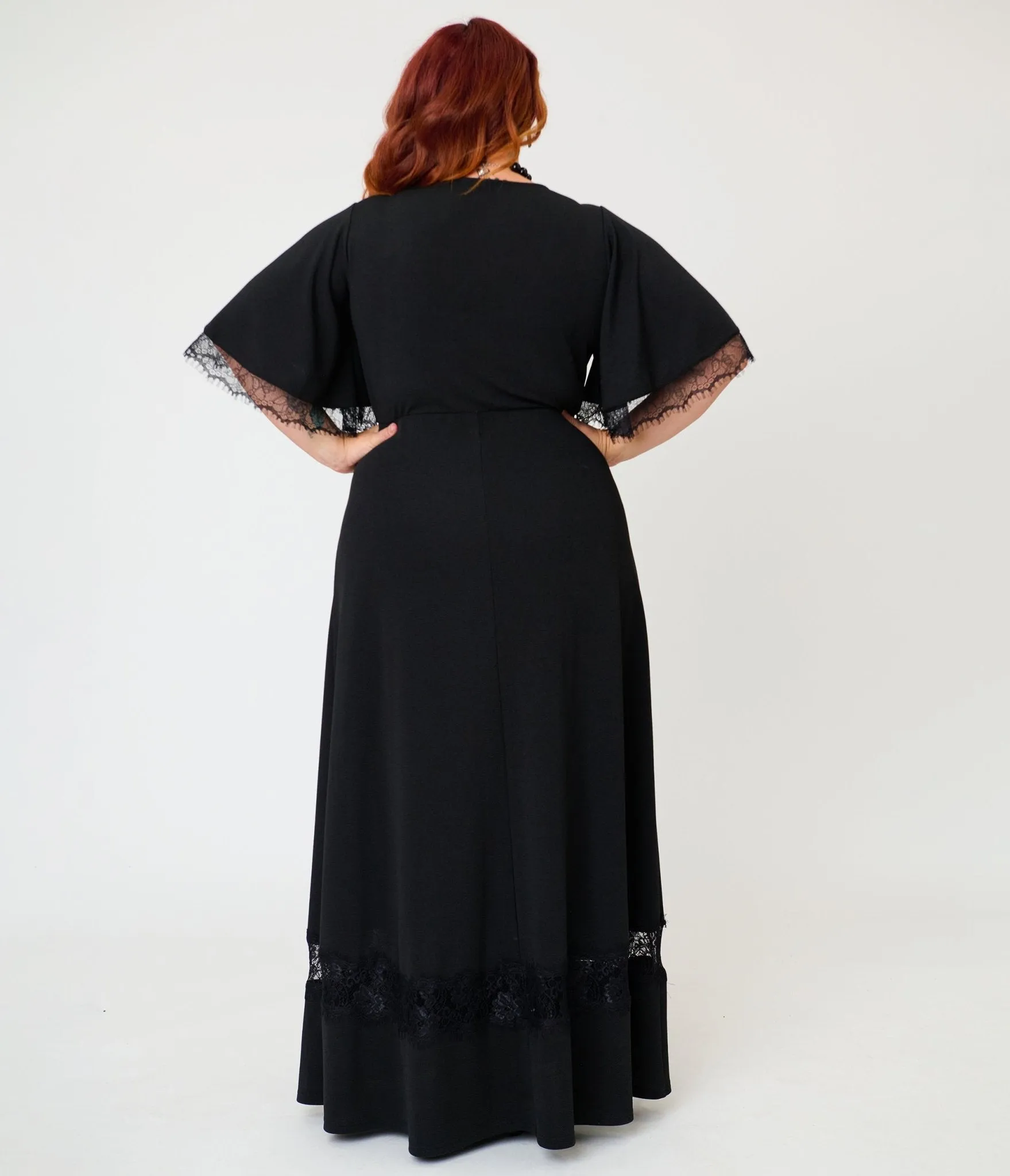 Smak Parlour Plus Size Black Lace Inset Maxi Dress sold by Unique Vintage product image thumbnail 2