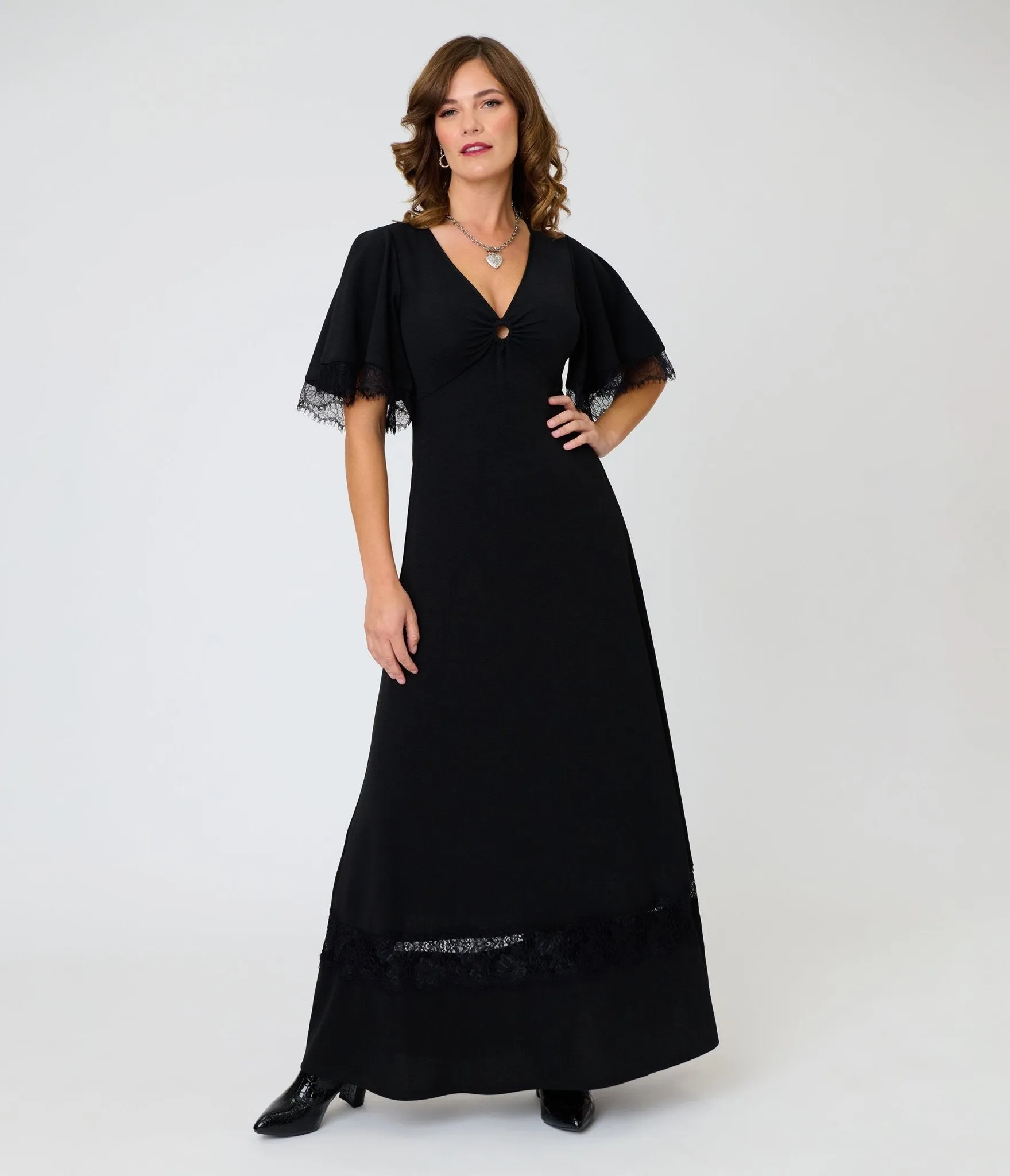 Smak Parlour Black Lace Inset Maxi Dress sold by Unique Vintage product image thumbnail 5