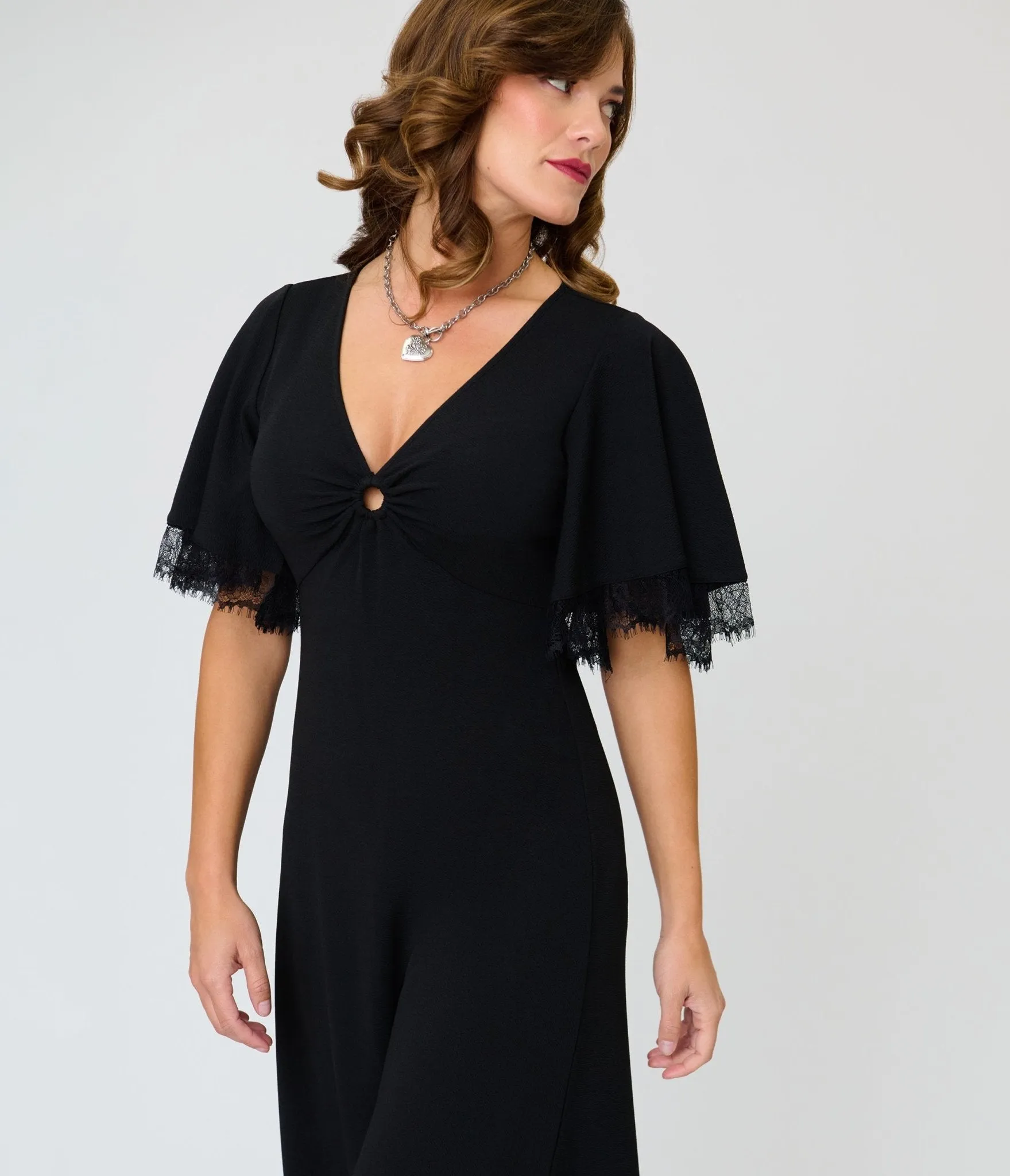 Smak Parlour Black Lace Inset Maxi Dress sold by Unique Vintage product image thumbnail 4