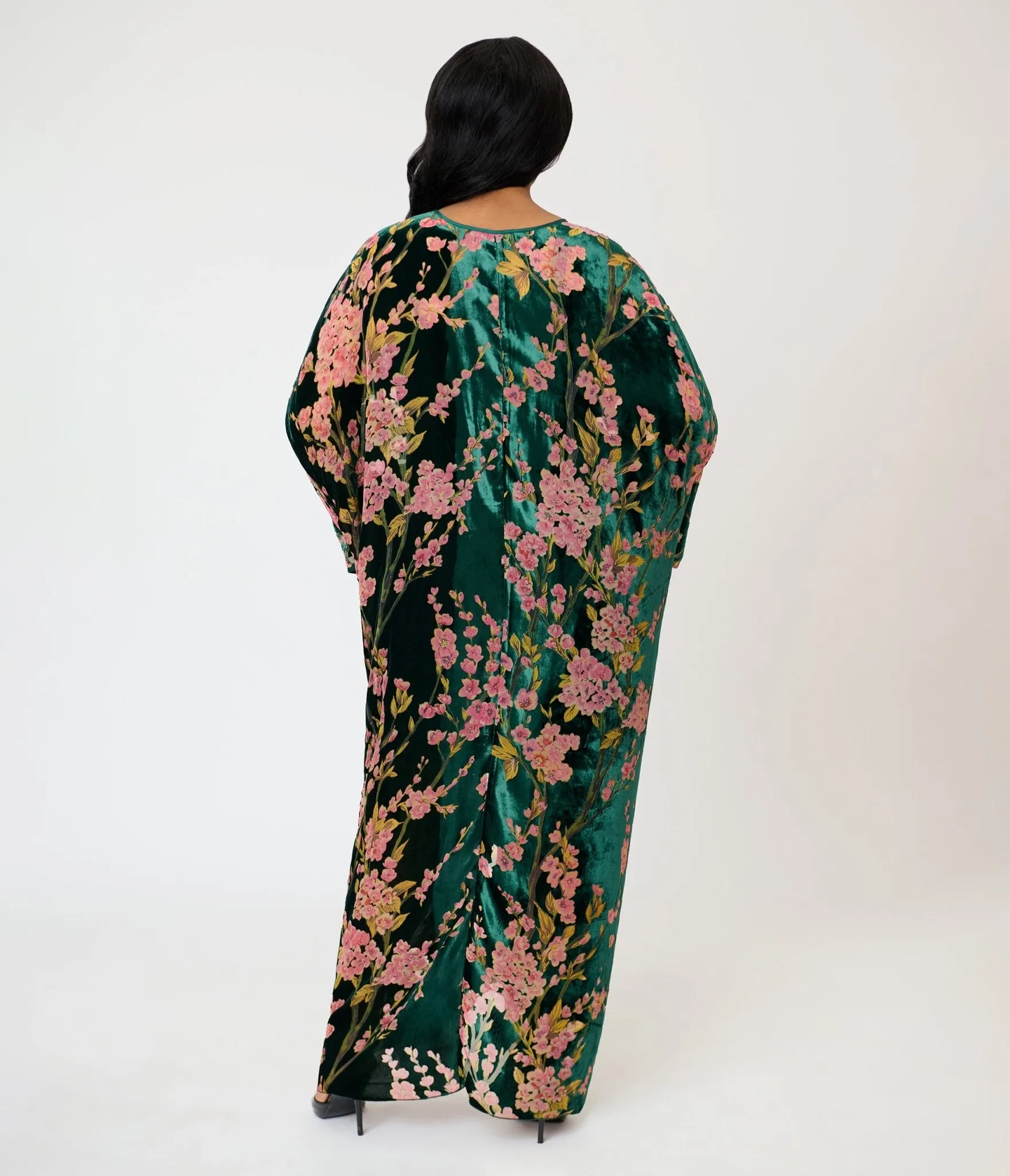 Unique Vintage Green Floral Embossed Velvet Long Kimono sold by Unique Vintage product image thumbnail 2