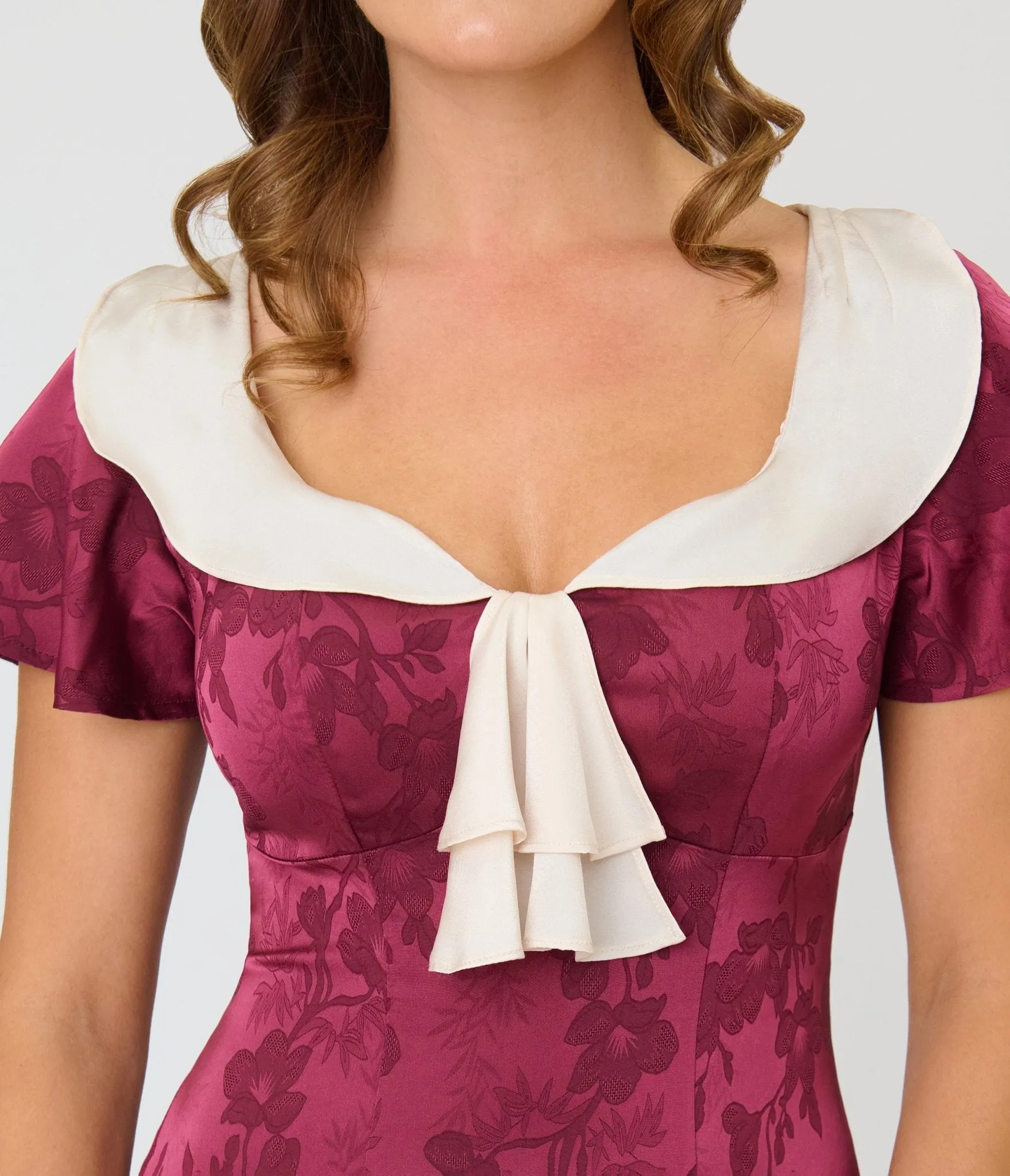 Unique Vintage Burgundy & Ivory Wilshire Flapper Dress sold by Unique Vintage product image thumbnail 5
