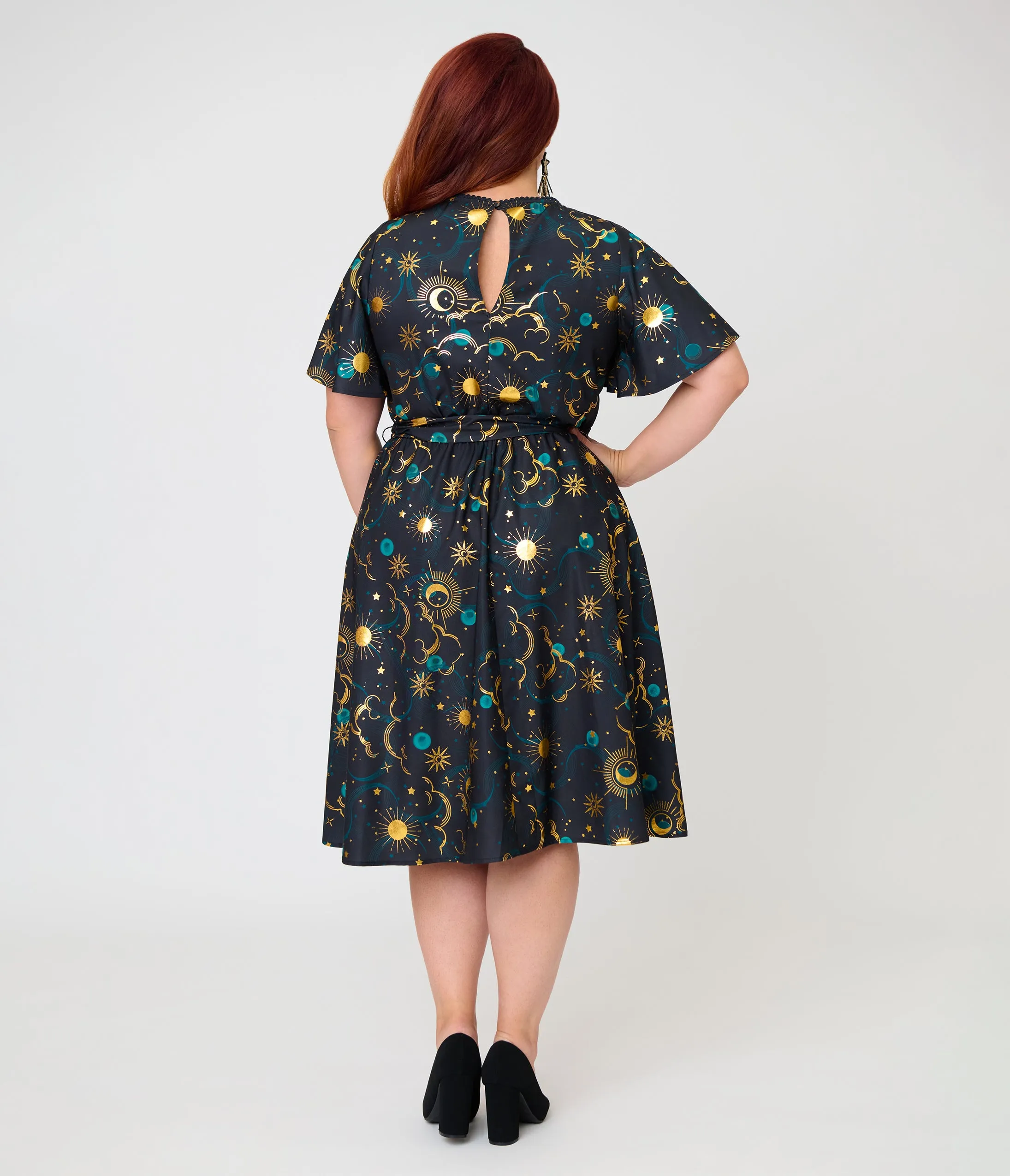 Unique Vintage Plus Size Black Celestial Print Swing Dress sold by Unique Vintage product image thumbnail 2