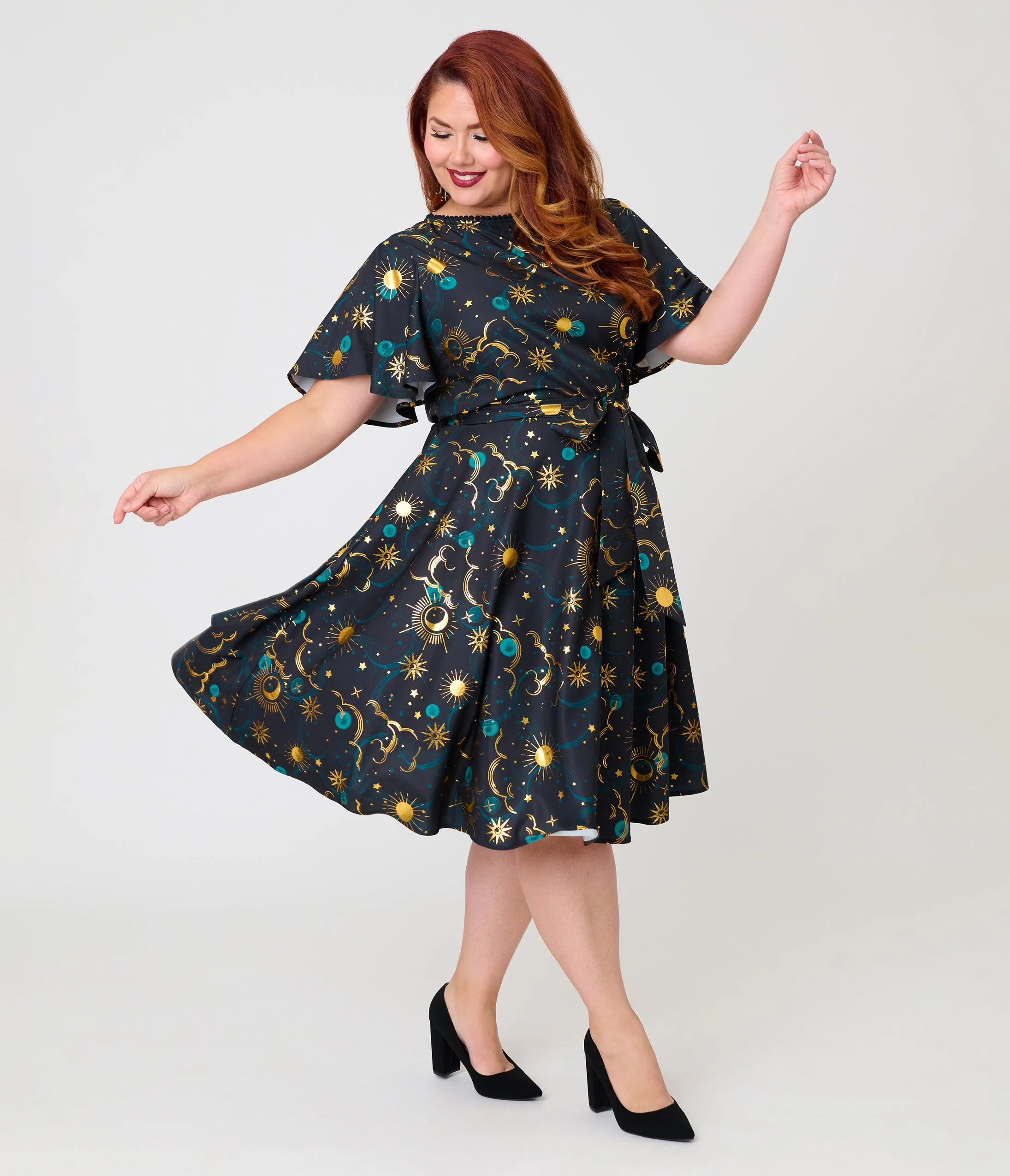 Unique Vintage Plus Size Black Celestial Print Swing Dress sold by Unique Vintage product image thumbnail 5