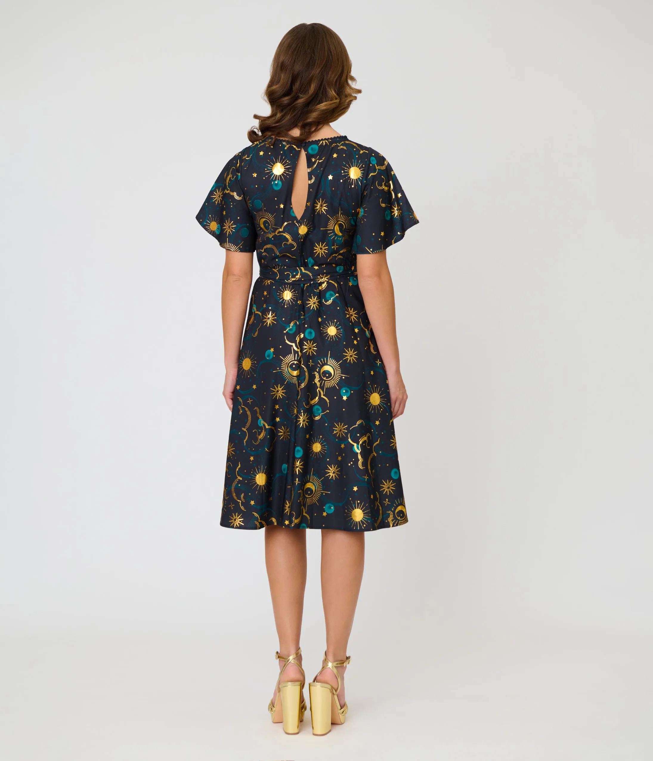Unique Vintage Black Celestial Print Swing Dress sold by Unique Vintage product image thumbnail 2