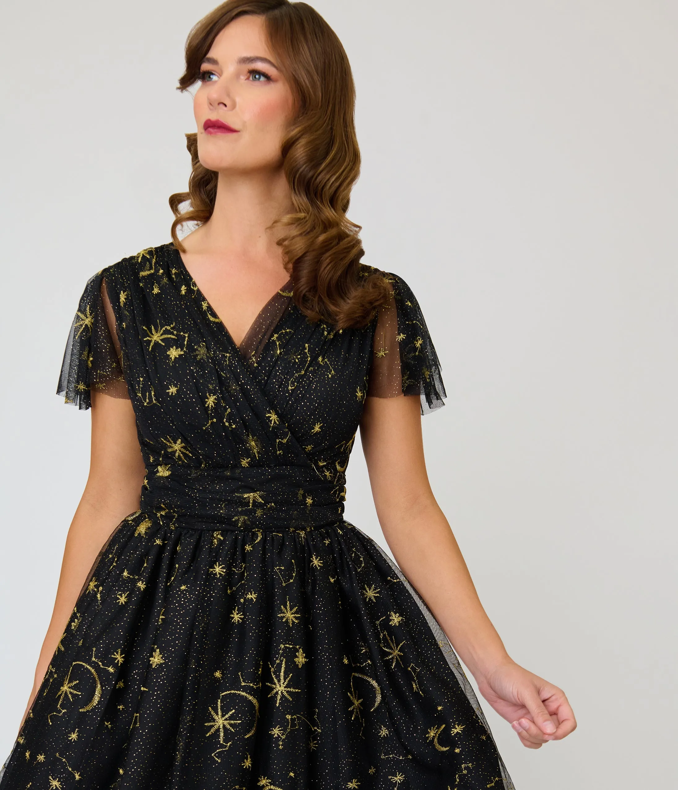Magnolia Place Black Celestial Midori Swing Dress sold by Unique Vintage