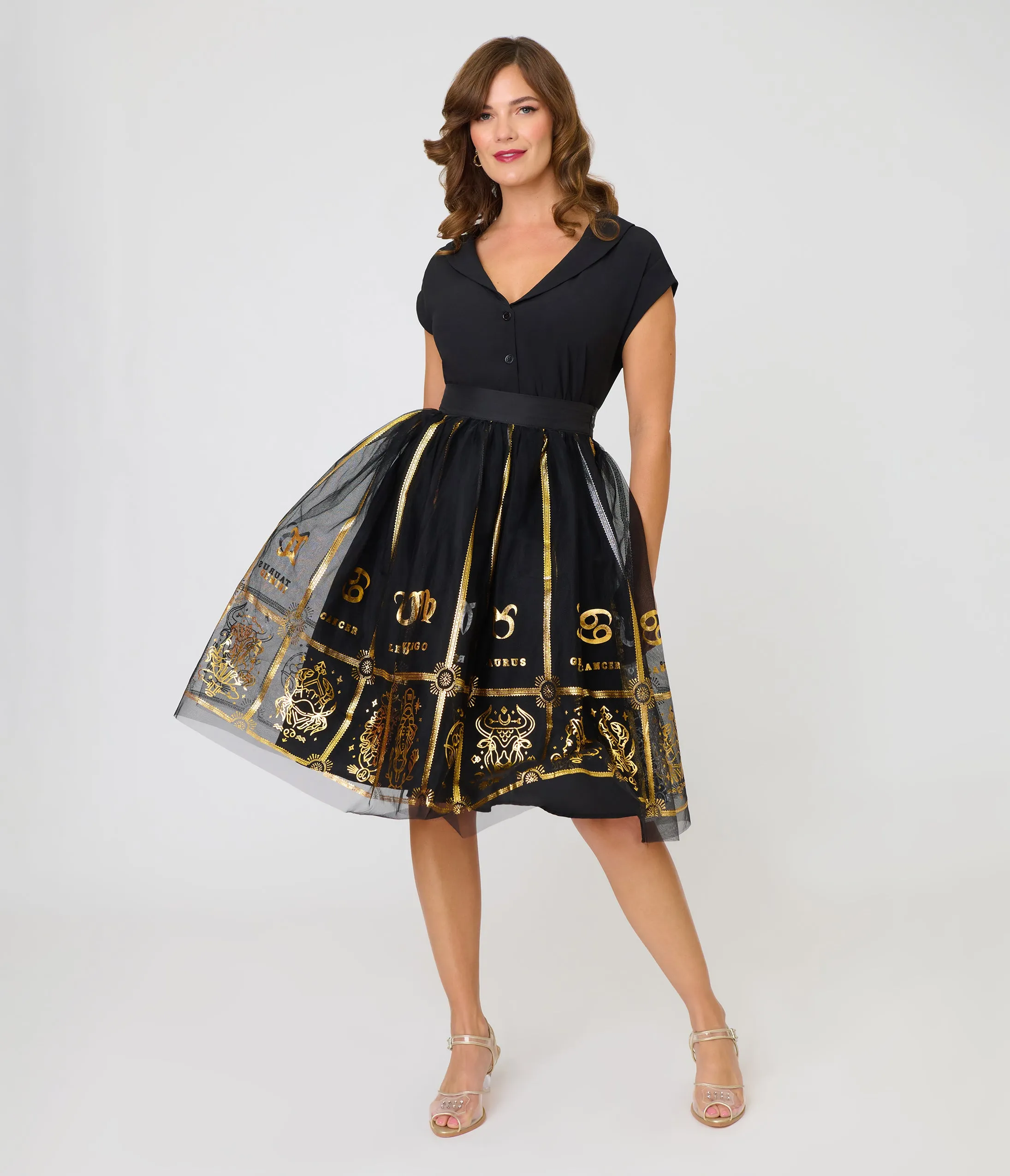 Unique Vintage Black & Gold Zodiac Ballerina Skirt sold by Unique Vintage product image thumbnail 5