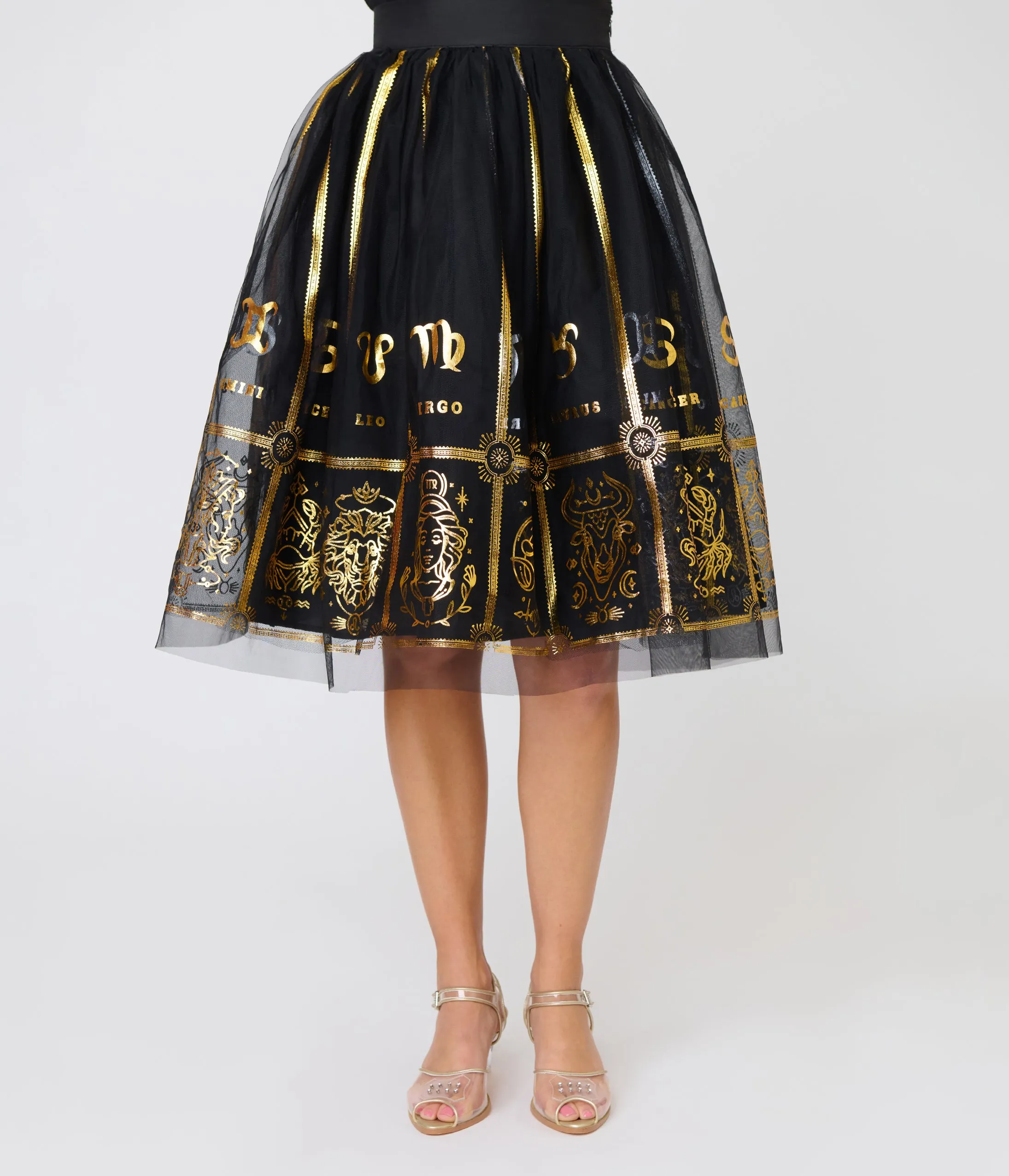 Unique Vintage Black & Gold Zodiac Ballerina Skirt sold by Unique Vintage product image thumbnail 2