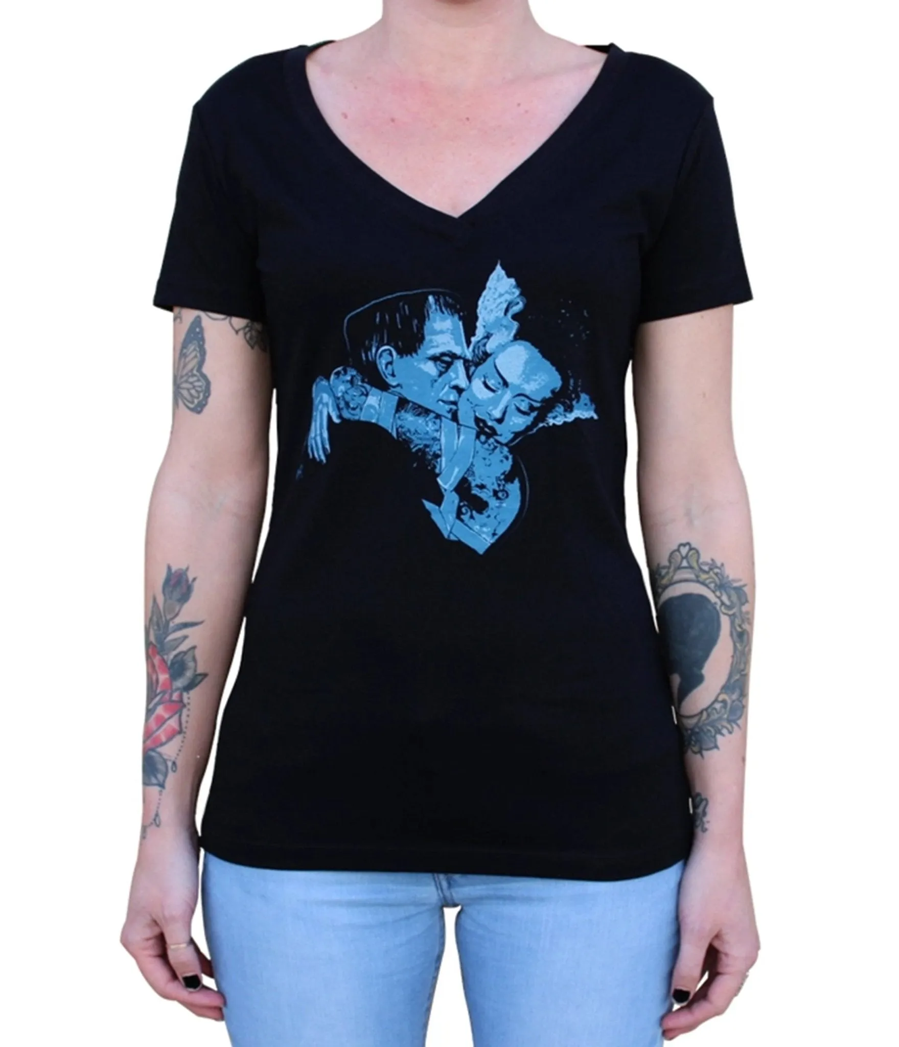 Black Undying Love Graphic Cotton V-Neck Tee sold by Unique Vintage product image thumbnail 2