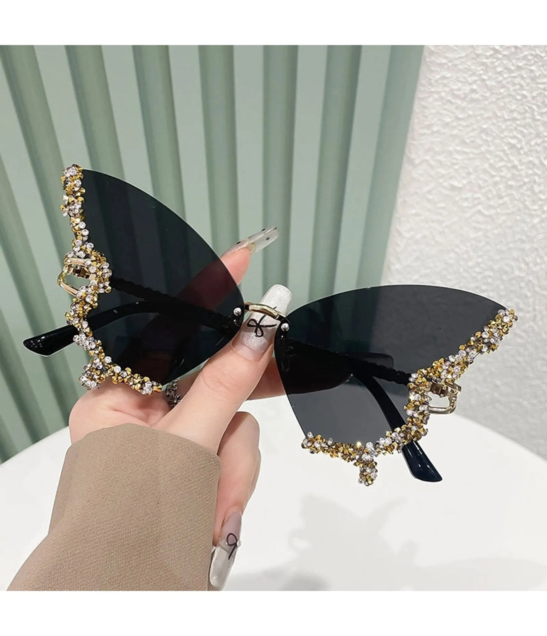 Black Rhinestone Butterfly Sunglasses sold by Unique Vintage