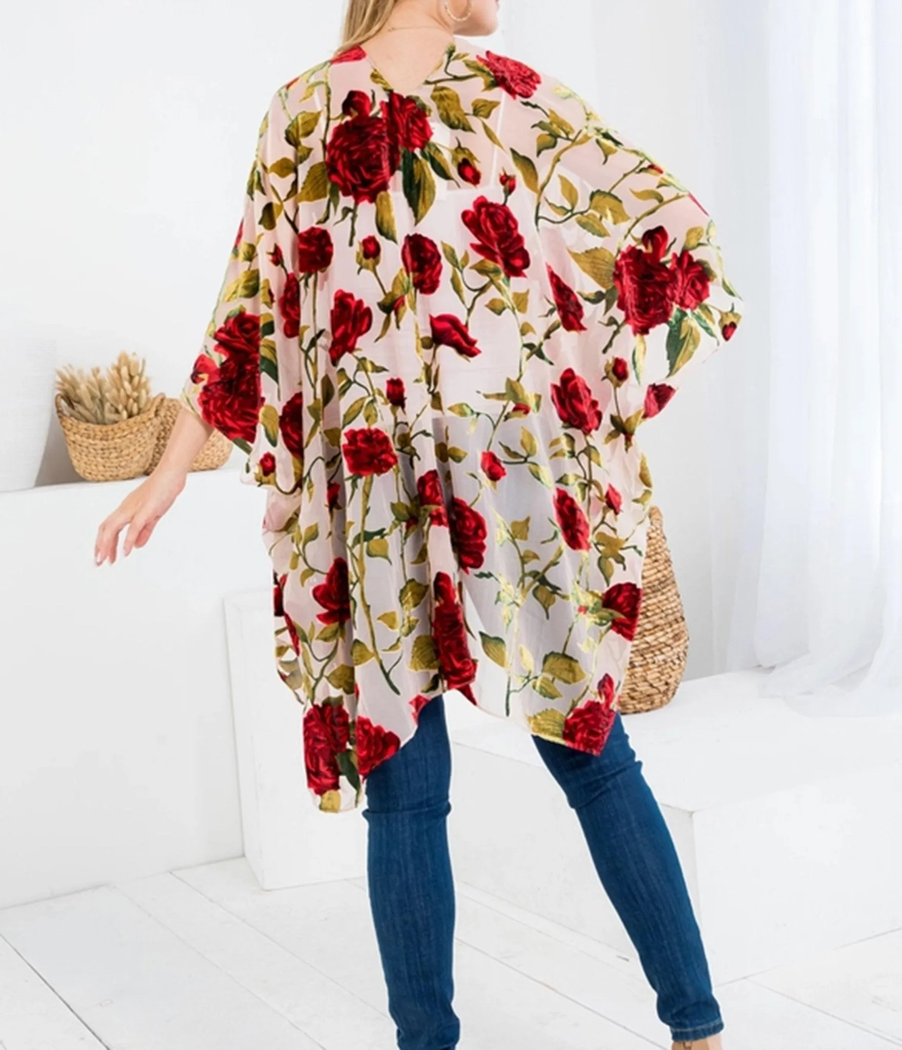 Blush Rose Print Kimono sold by Unique Vintage product image thumbnail 2