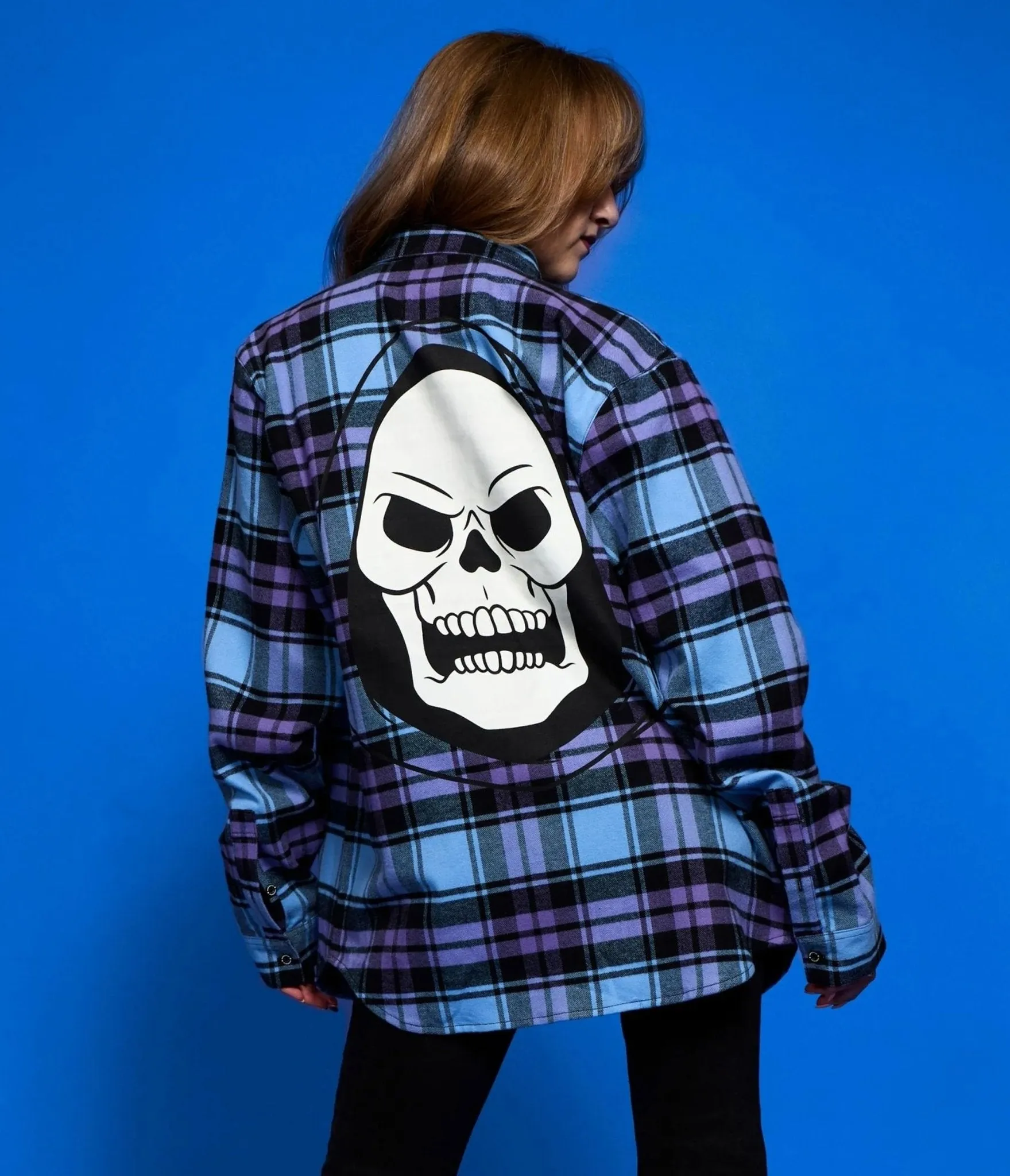 Cakeworthy Masters of the Universe Skeletor Flannel sold by Unique Vintage