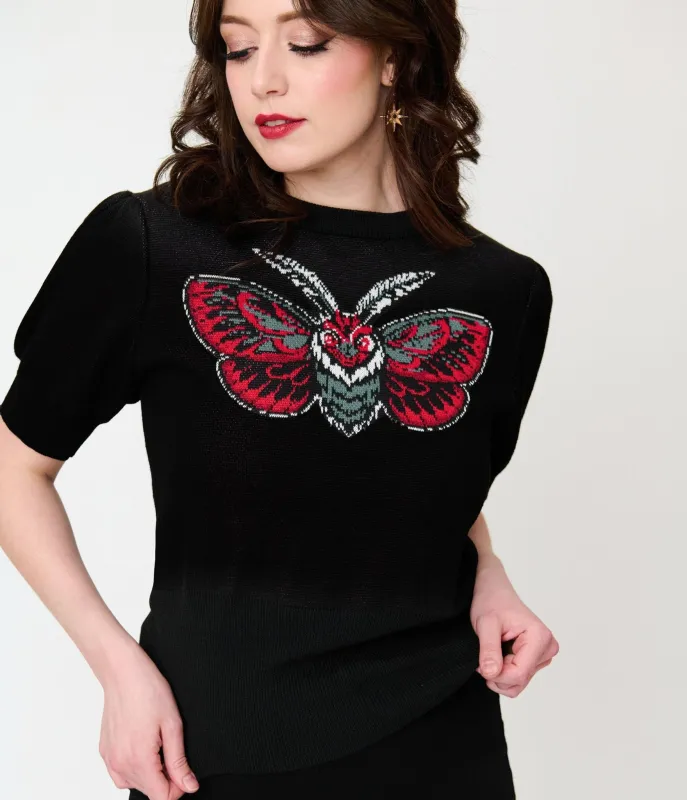 Unique Vintage Black Moth Embroidered Sweater made by Unique Vintage