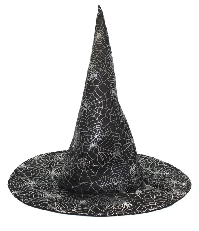 Black Spider Web Witch Hat made by Unique Vintage