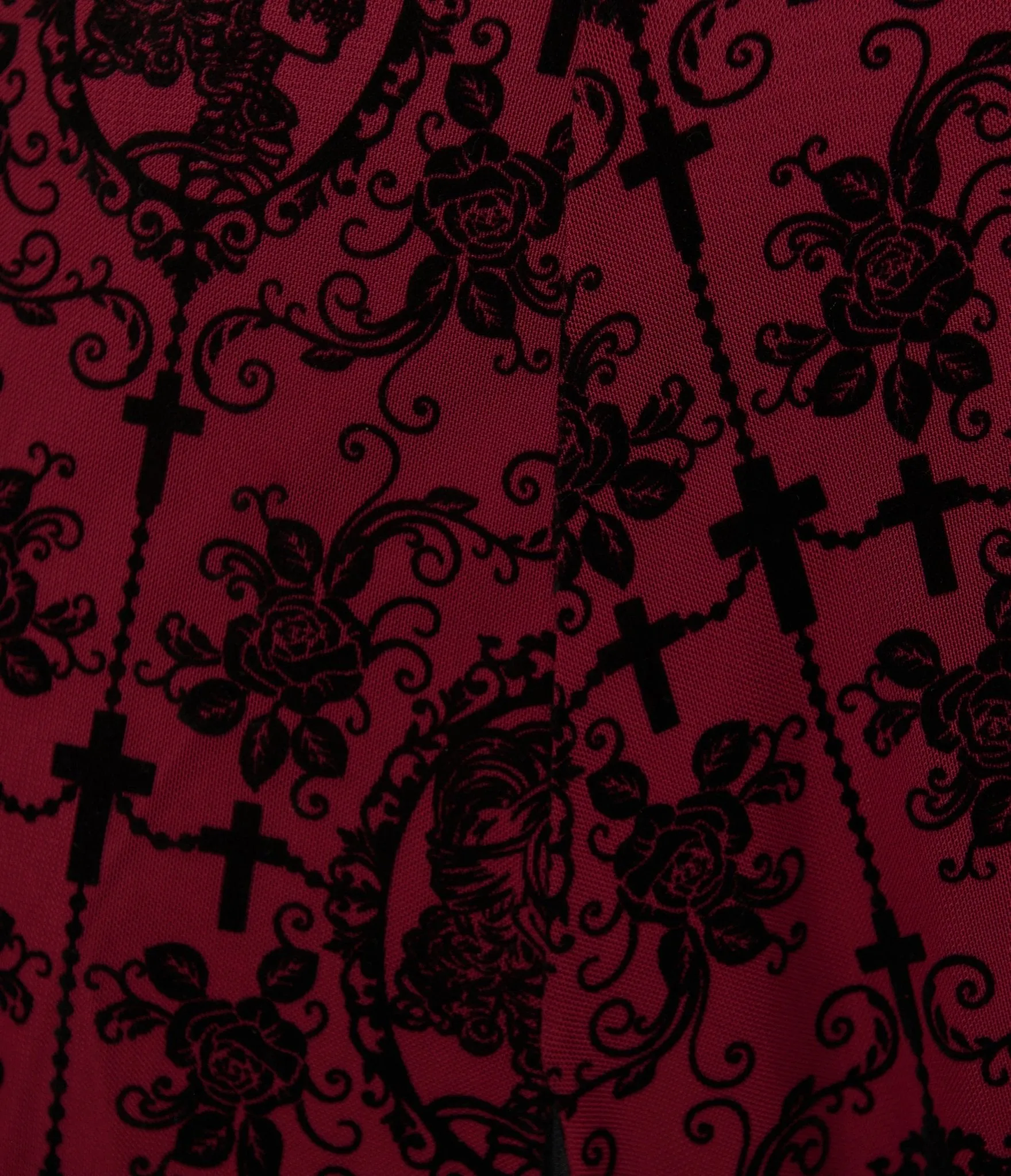 Unique Vintage Plus Size Burgundy Flocked Godet Maxi Dress sold by Unique Vintage product image thumbnail 4