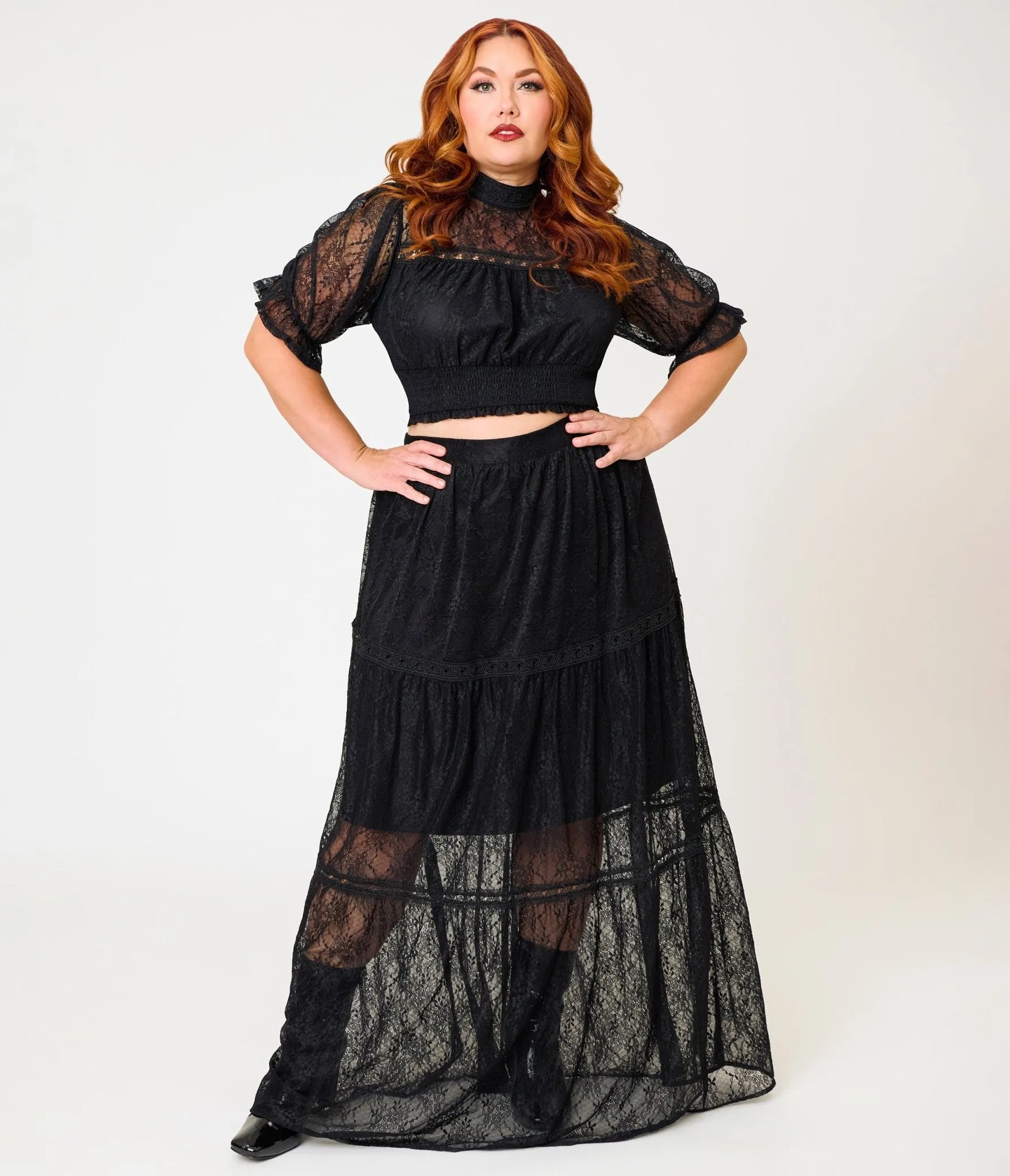 Unique Vintage Plus Size Black Lace Smocked Blouse sold by Unique Vintage product image thumbnail 5
