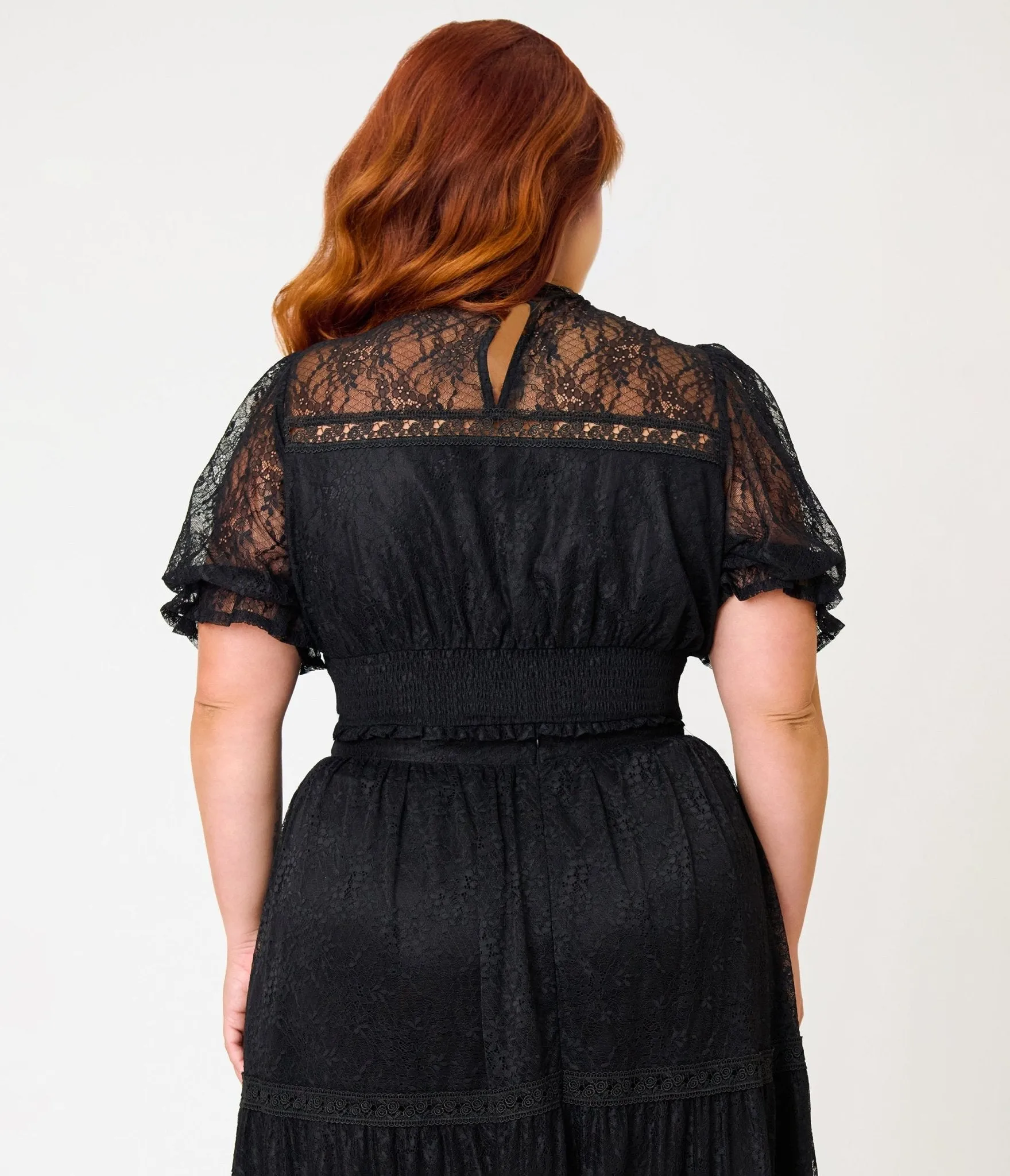 Unique Vintage Plus Size Black Lace Smocked Blouse sold by Unique Vintage product image thumbnail 2