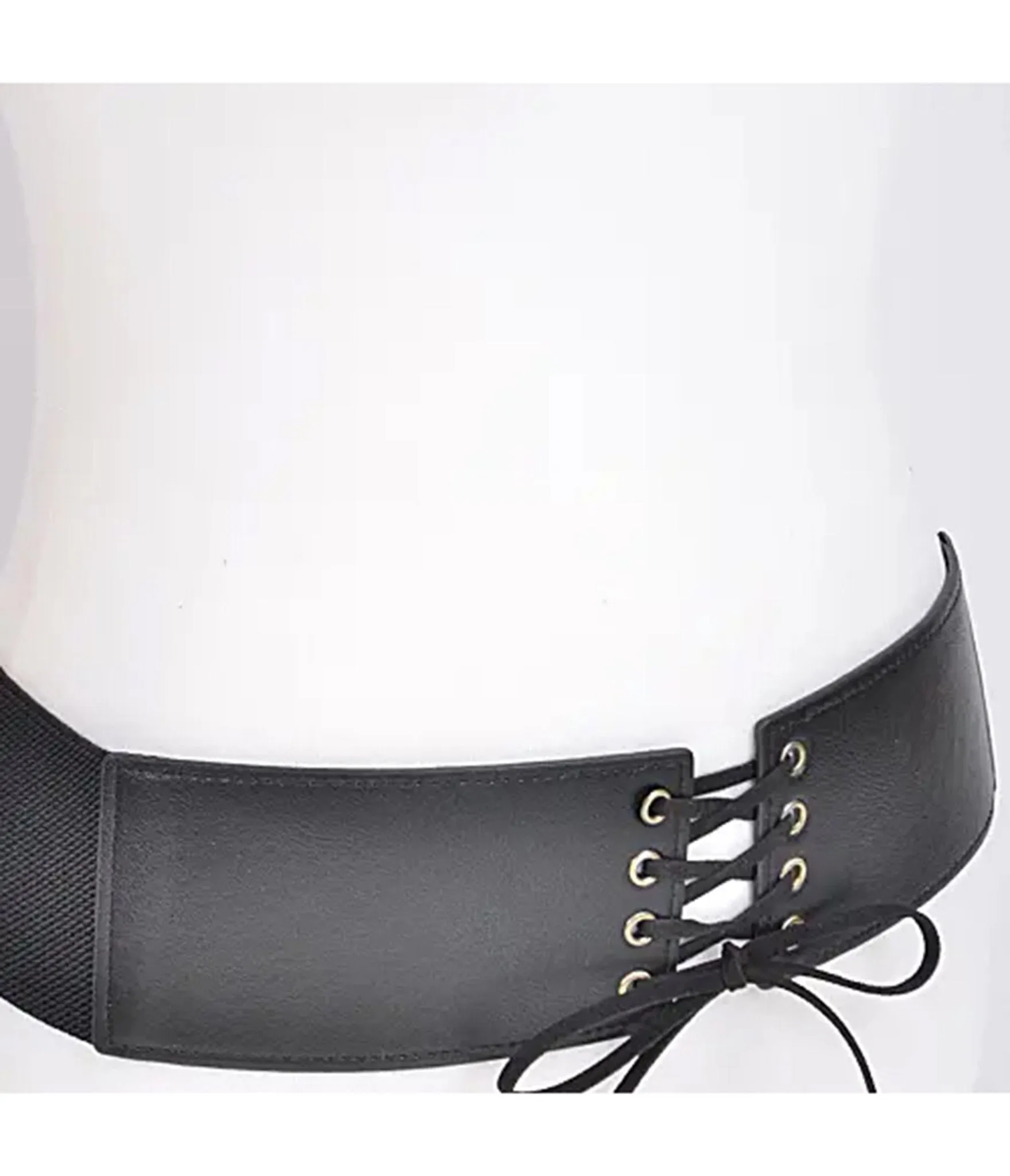Black Faux Leather Lace Up Corset Belt sold by Unique Vintage product image thumbnail 4