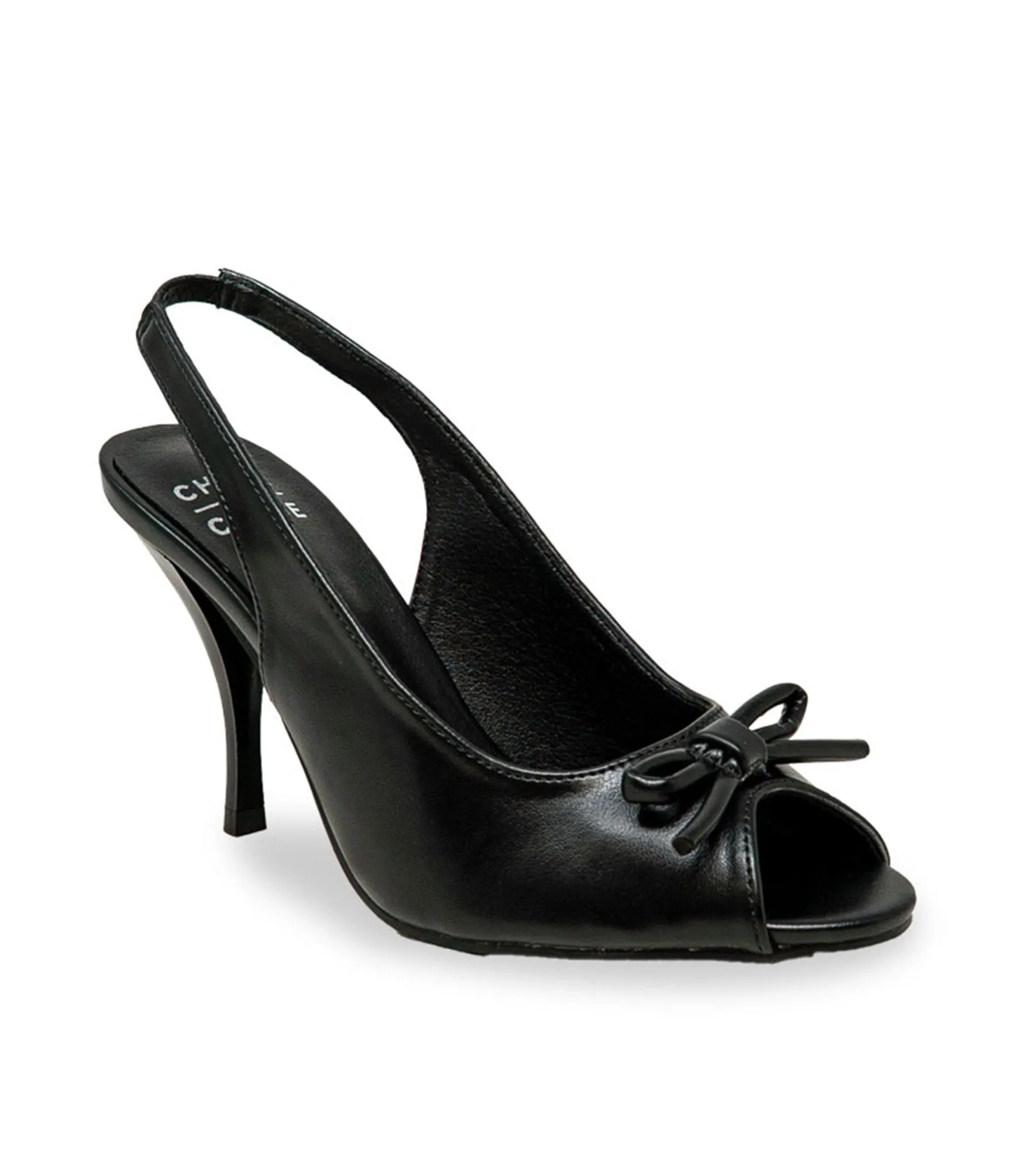 Black Leatherette Peep Toe Slingback Heels sold by Unique Vintage