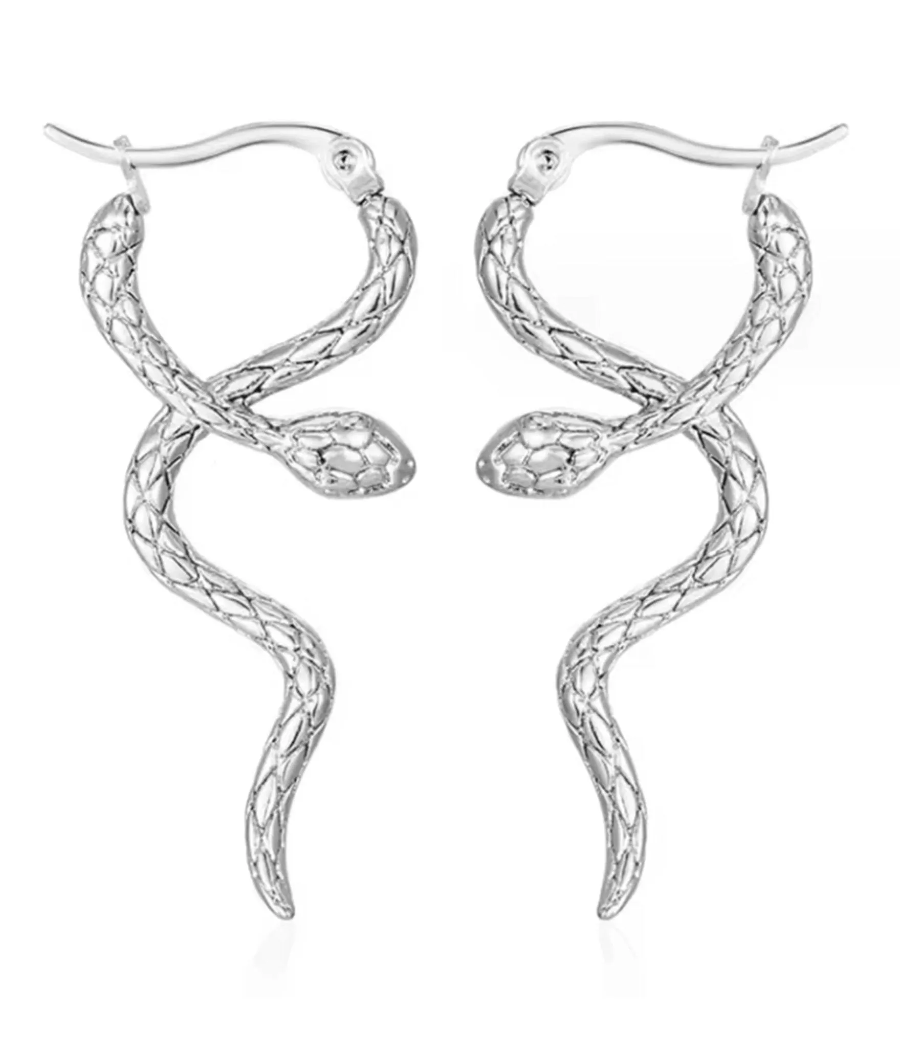 Silver Snake Drop Earrings sold by Unique Vintage product image thumbnail 3