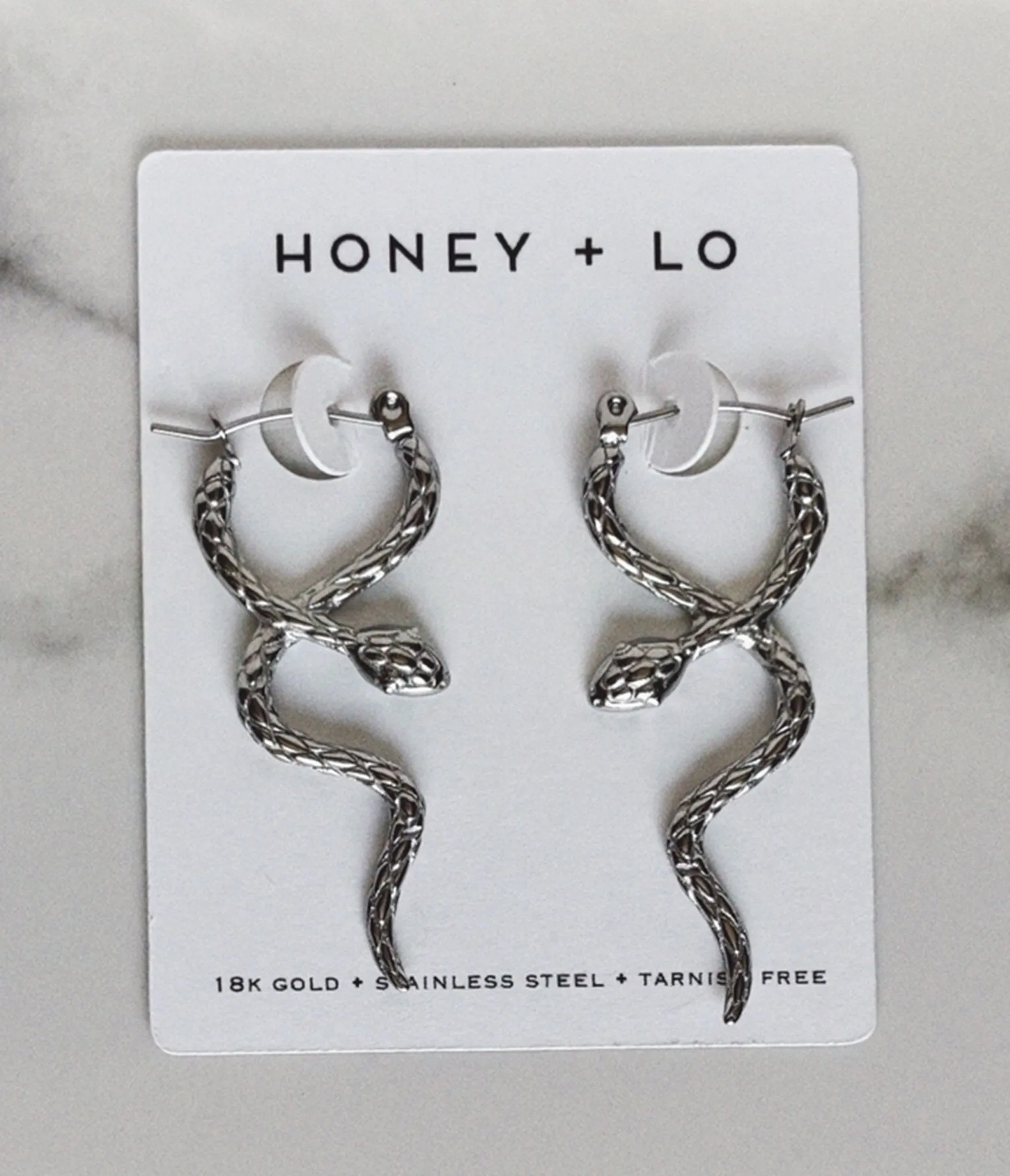 Silver Snake Drop Earrings sold by Unique Vintage