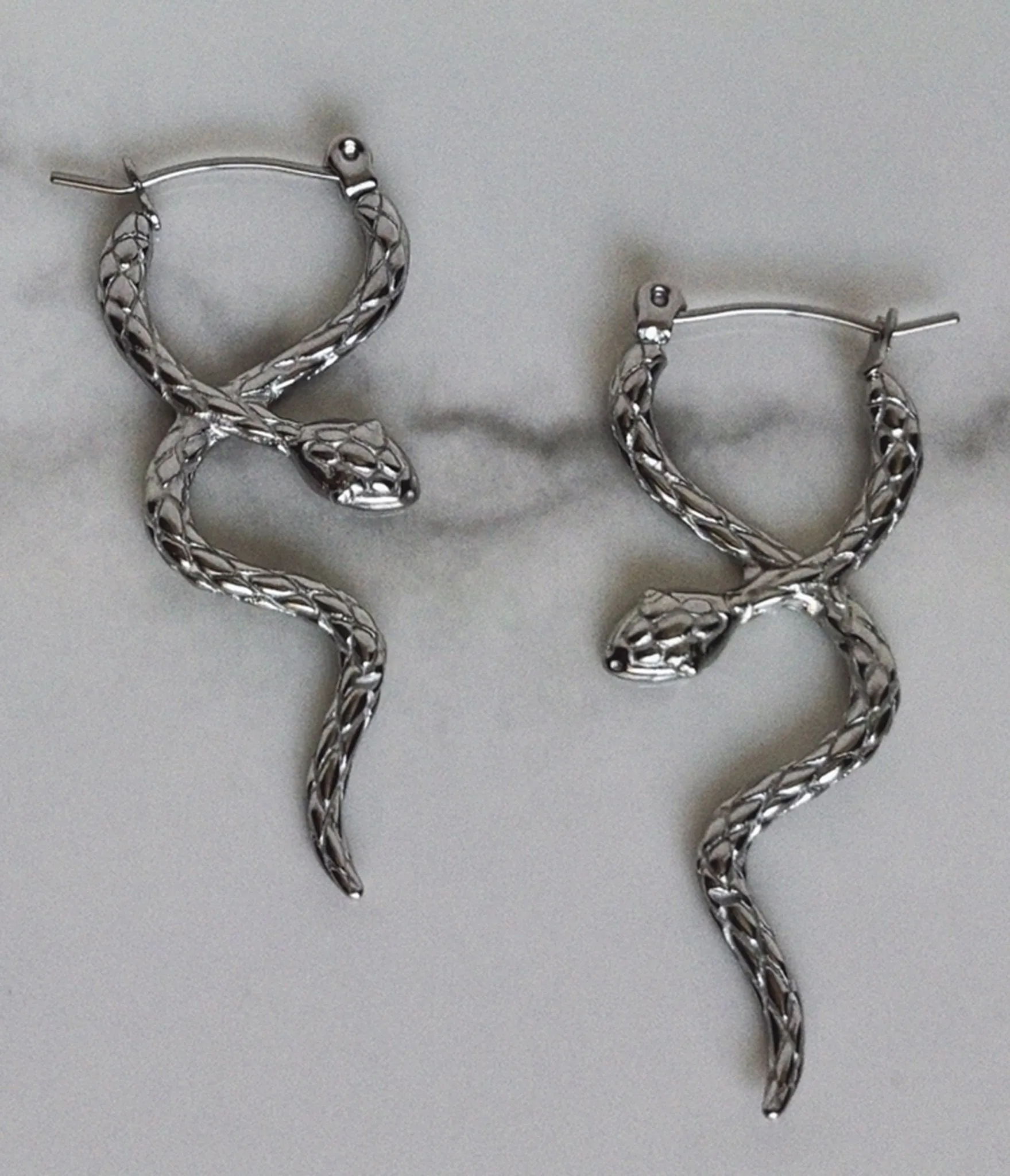 Silver Snake Drop Earrings sold by Unique Vintage product image thumbnail 2