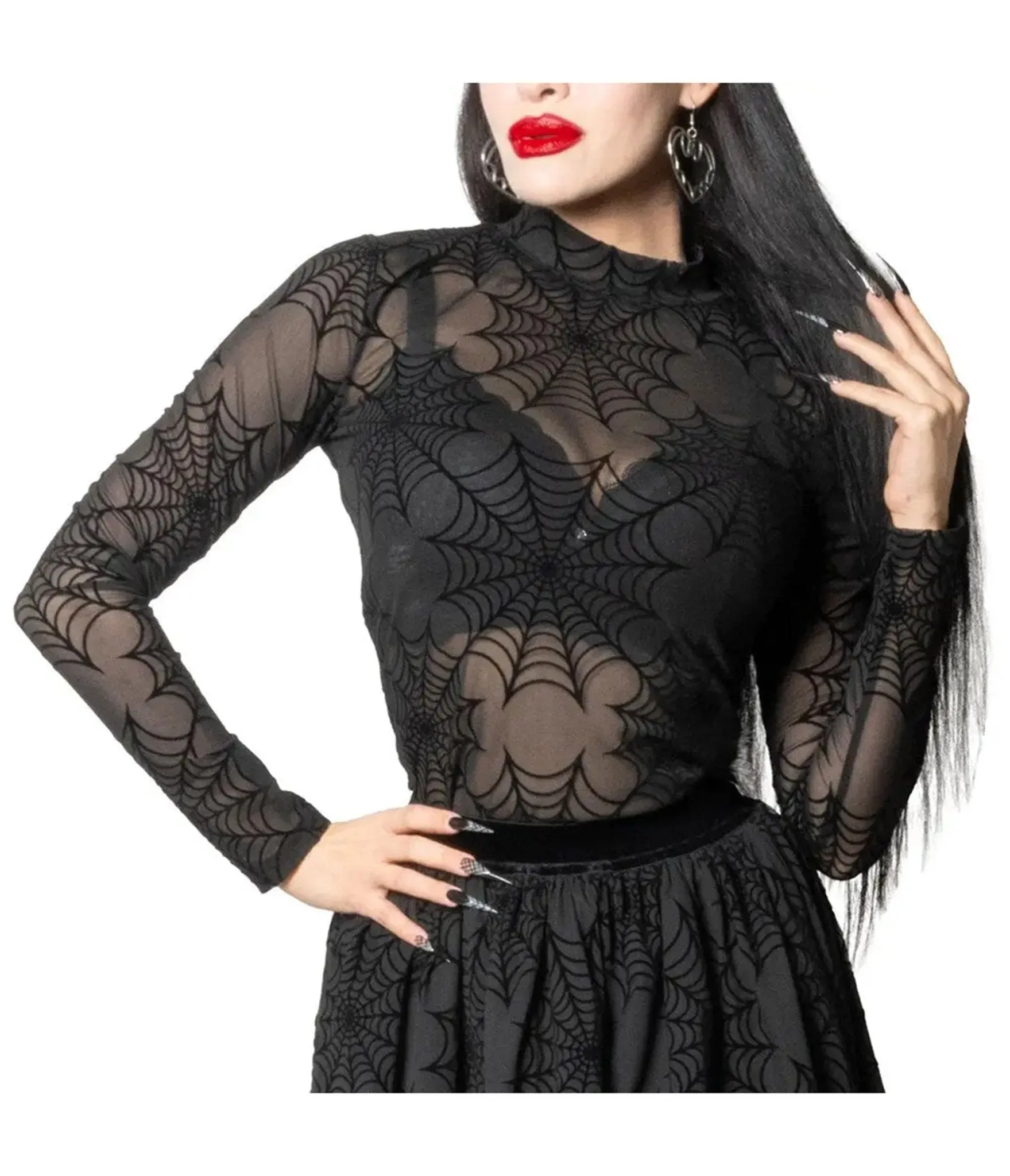 Black Spiderweb Mesh Top sold by Unique Vintage product image thumbnail 2