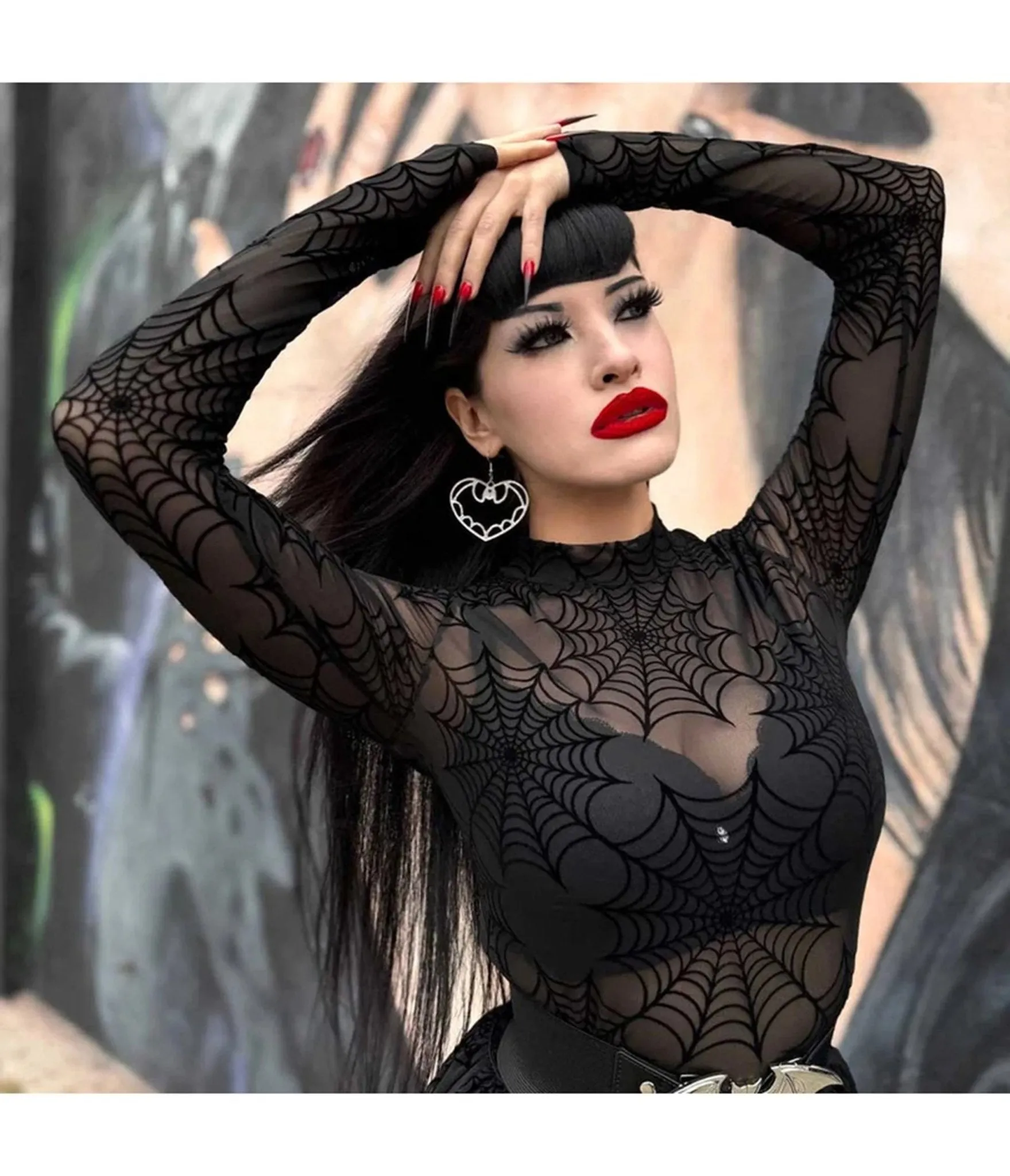 Black Spiderweb Mesh Top sold by Unique Vintage