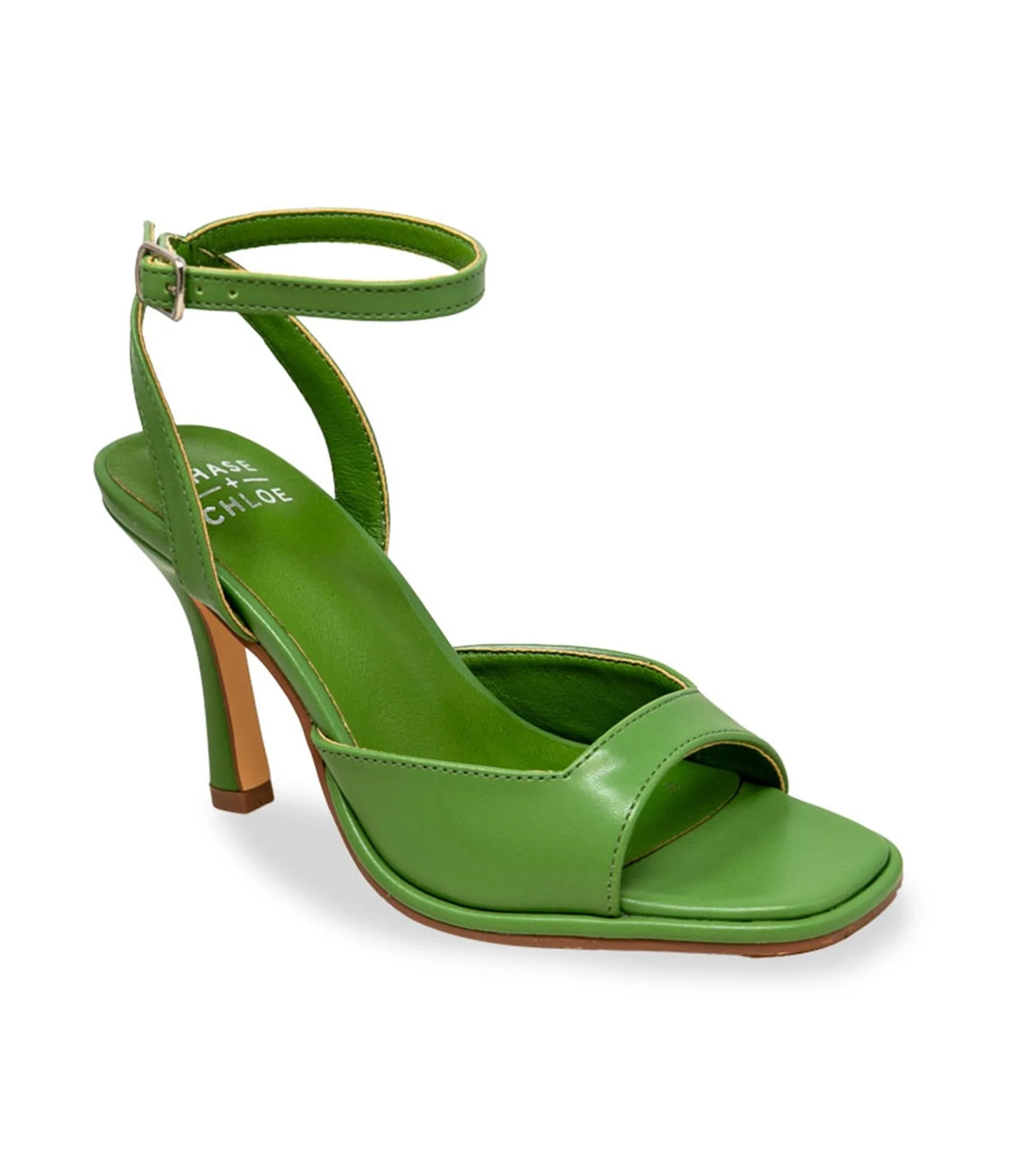 Green Leatherette Ankle Strap Heels sold by Unique Vintage