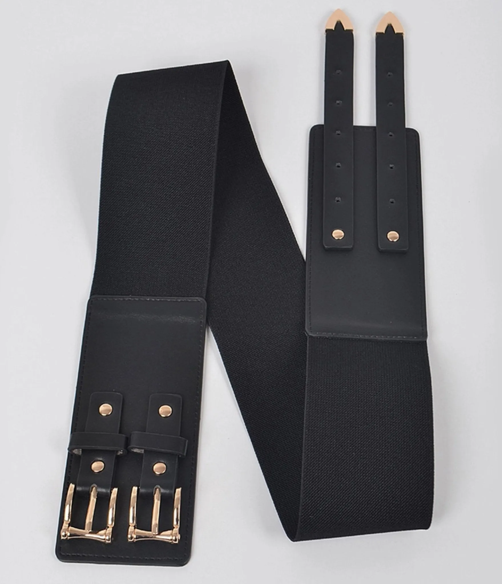 Plus Size Black Faux Leather Double Buckle Belt sold by Unique Vintage product image thumbnail 2