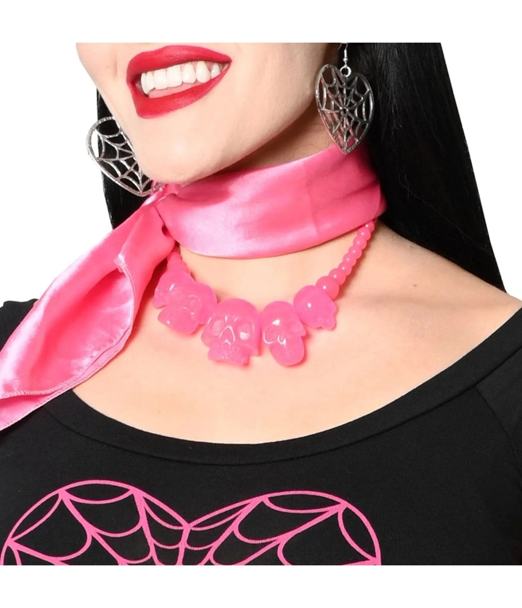 Pink Multi Skull Beaded Necklace sold by Unique Vintage product image thumbnail 3