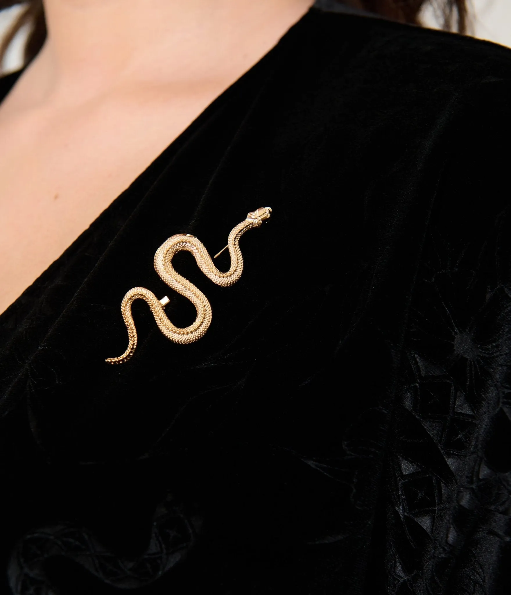 Unique Vintage Black Velvet Embossed Wrap Midi Dress sold by Unique Vintage product image thumbnail 5